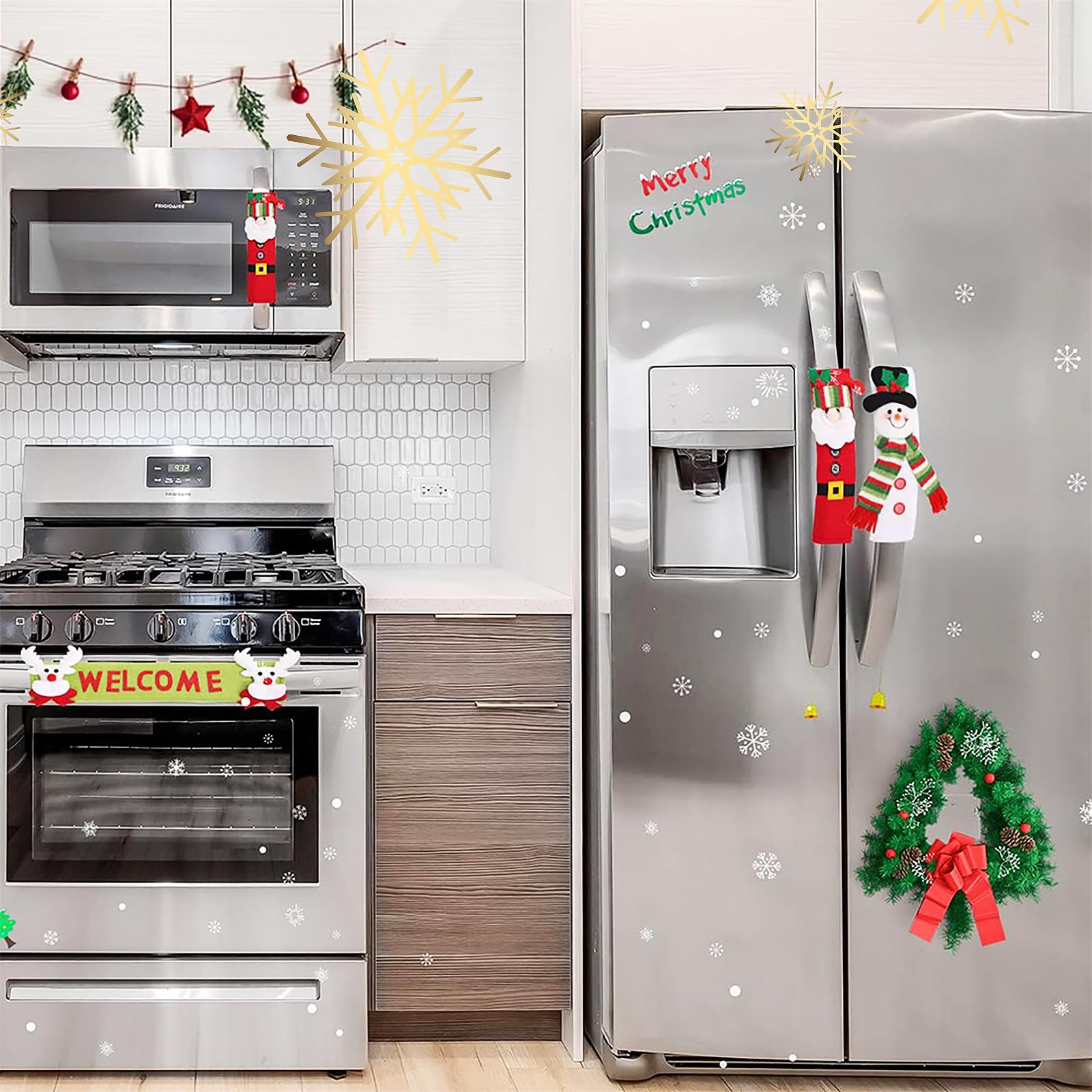3-Pack Snowman Christmas Refrigerator Handle Covers - Festive Kitchen Decor for Cabinets & Doors - Perfect for Holiday Home & Party Decorations