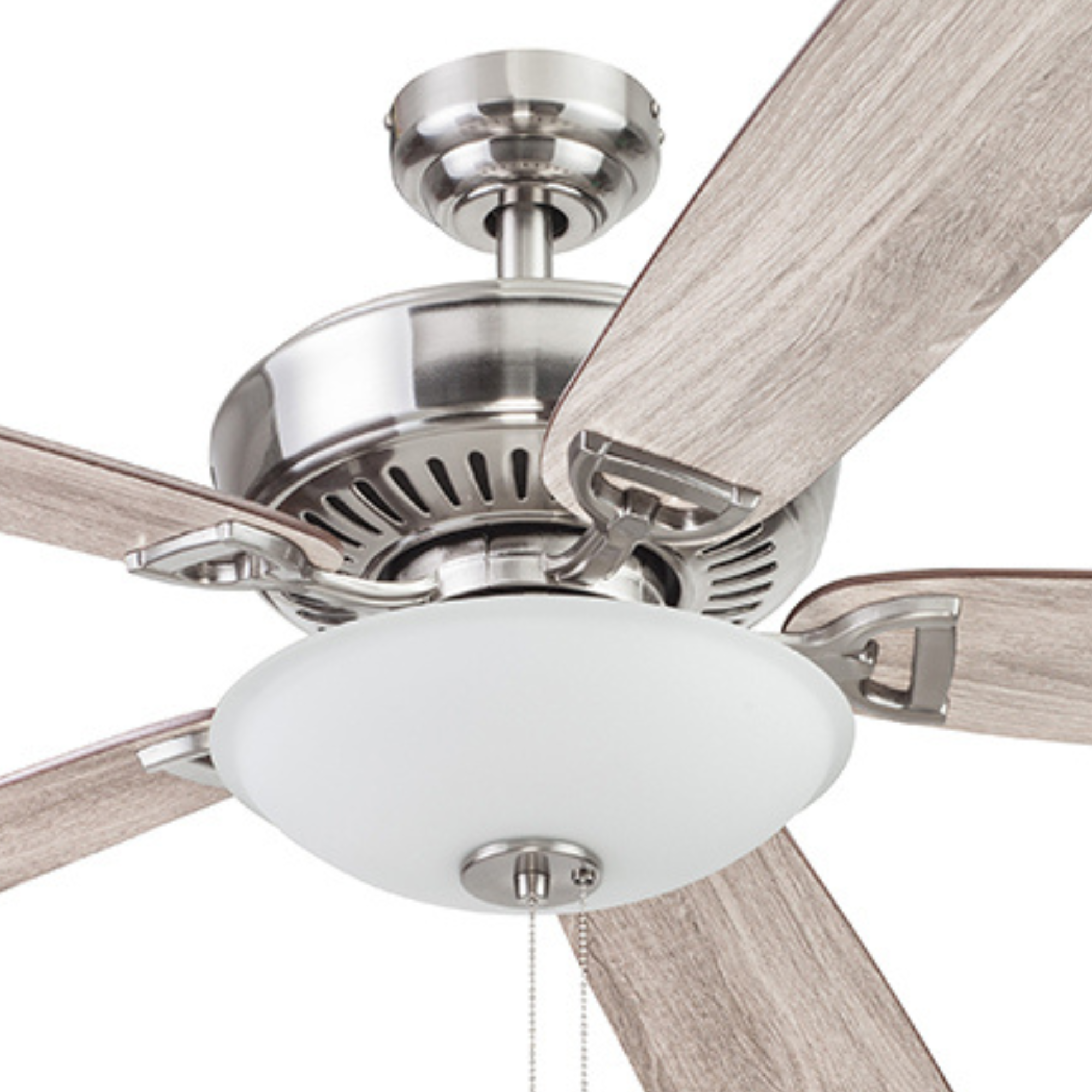 52 Inch Montlake Brushed Nickel Ceiling Fan with Pull Chain - Modern Indoor Cooling for Living Room, Bedroom & Office
