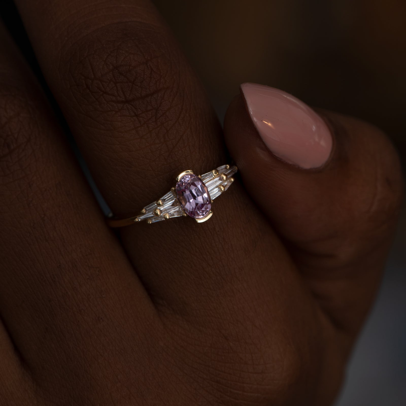 Enchanted Rose Sapphire and White Diamond Engagement Ring - Perfect for Proposals, Anniversaries & Romantic Gifts