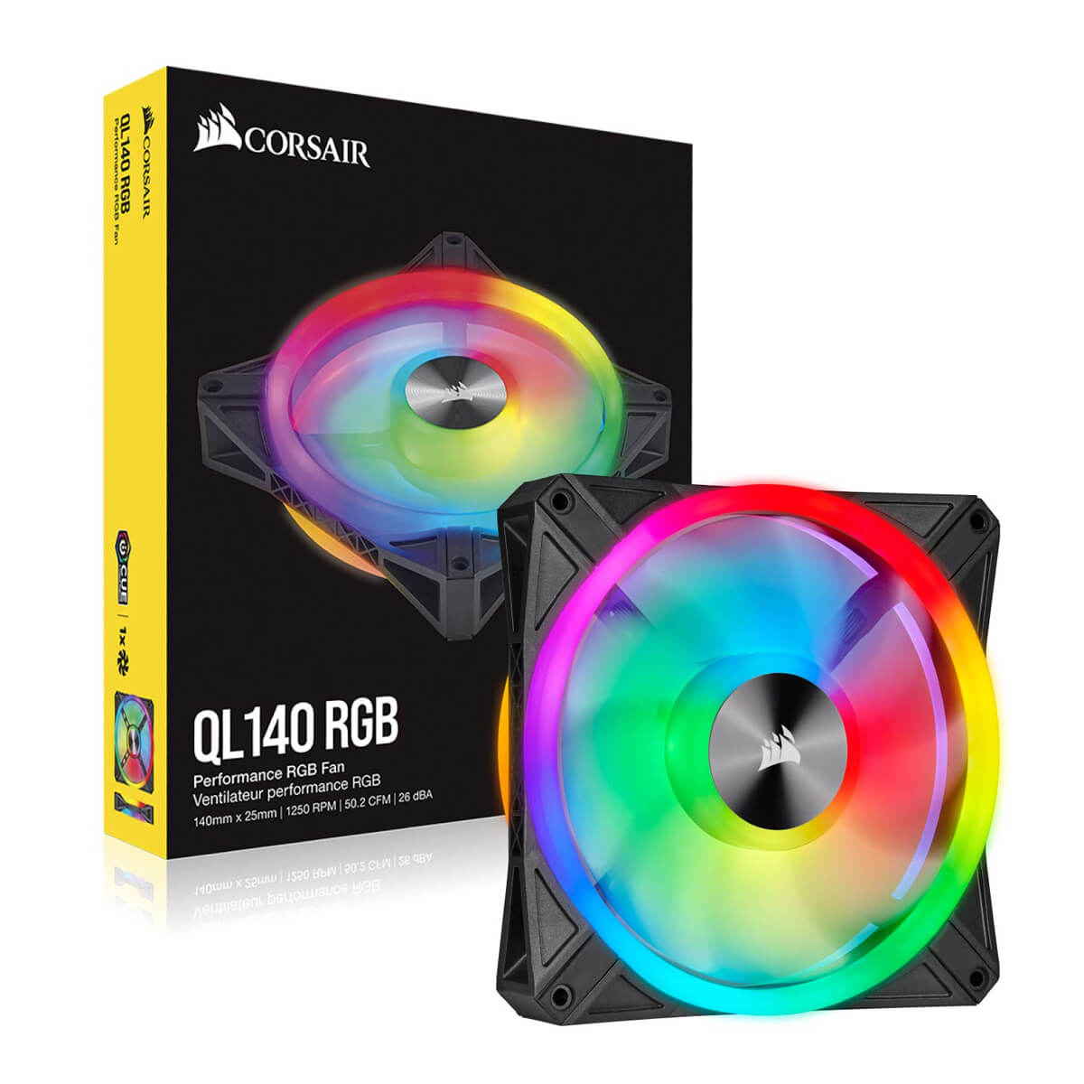 Corsair iCUE QL140 RGB 140mm PWM PC Cooling Fan - Dual RGB Lighting Loop - High Airflow - for Gaming PC, Case Cooling, and Custom Water Cooling Systems