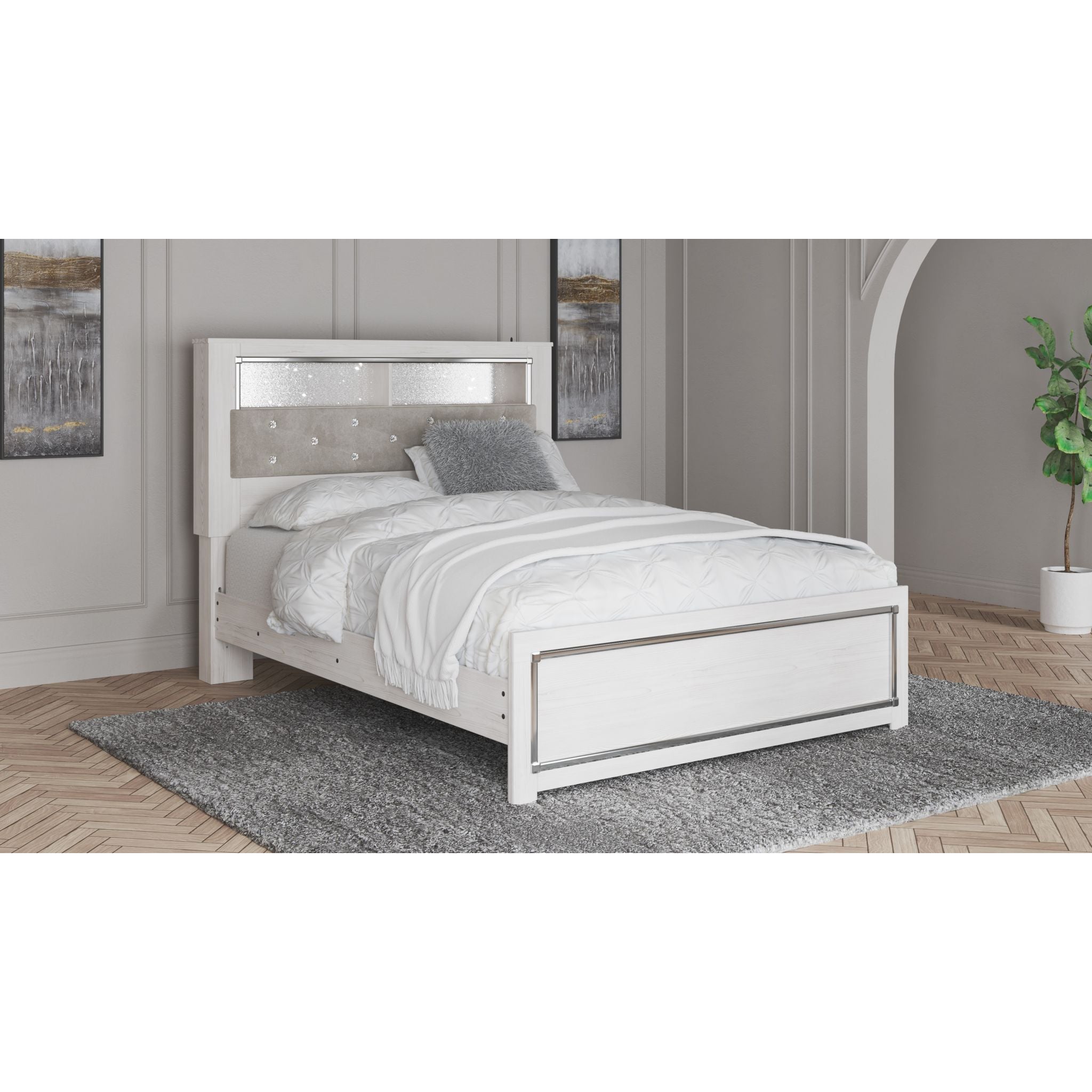 Altyra Modern Bookcase Platform Bed with Storage - Wooden Bookshelf Headboard & Underbed Storage - Perfect for Small Bedrooms, Studio Apartments & Dorm Rooms