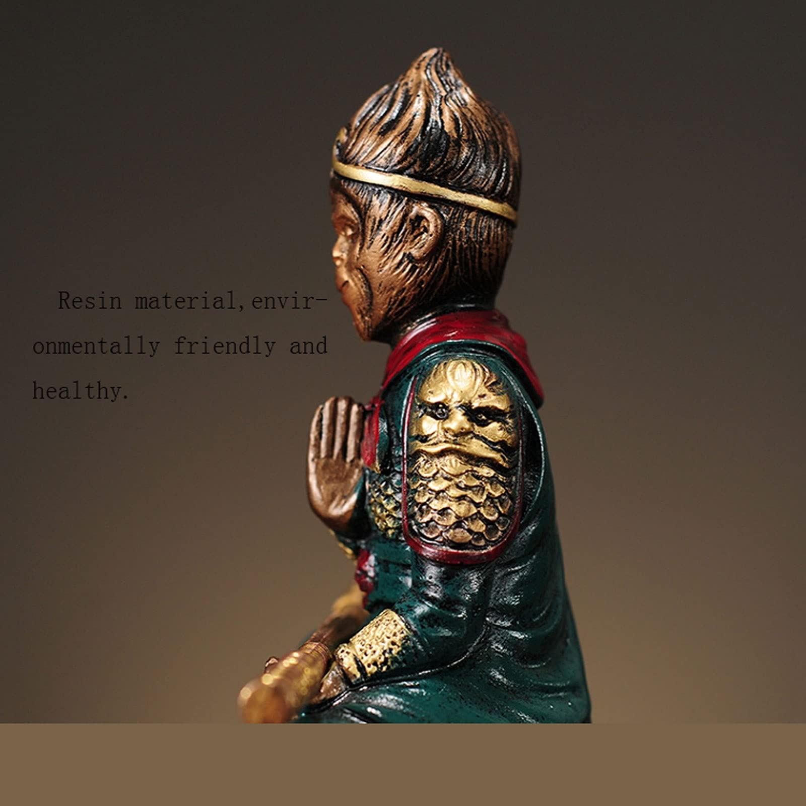 Monkey King Resin Statue - Sun Wukong Figurine for Home & Office Decor, Housewarming Gift, Chinese Mythology Collectible - Perfect for Bookshelf, Desk & Living Room Display