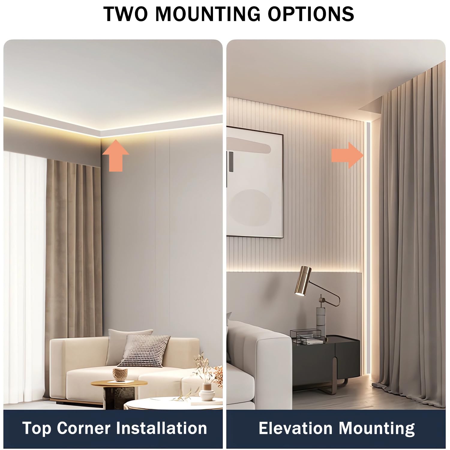 JARBIH 10-Pack Suspended Ceiling LED Aluminum Profile - Top Corner Line Lamp, Surface Mounted LED Channel for Double Luminous Plaster Line Decor - Perfect for Modern Home, Office, and Commercial Lighting