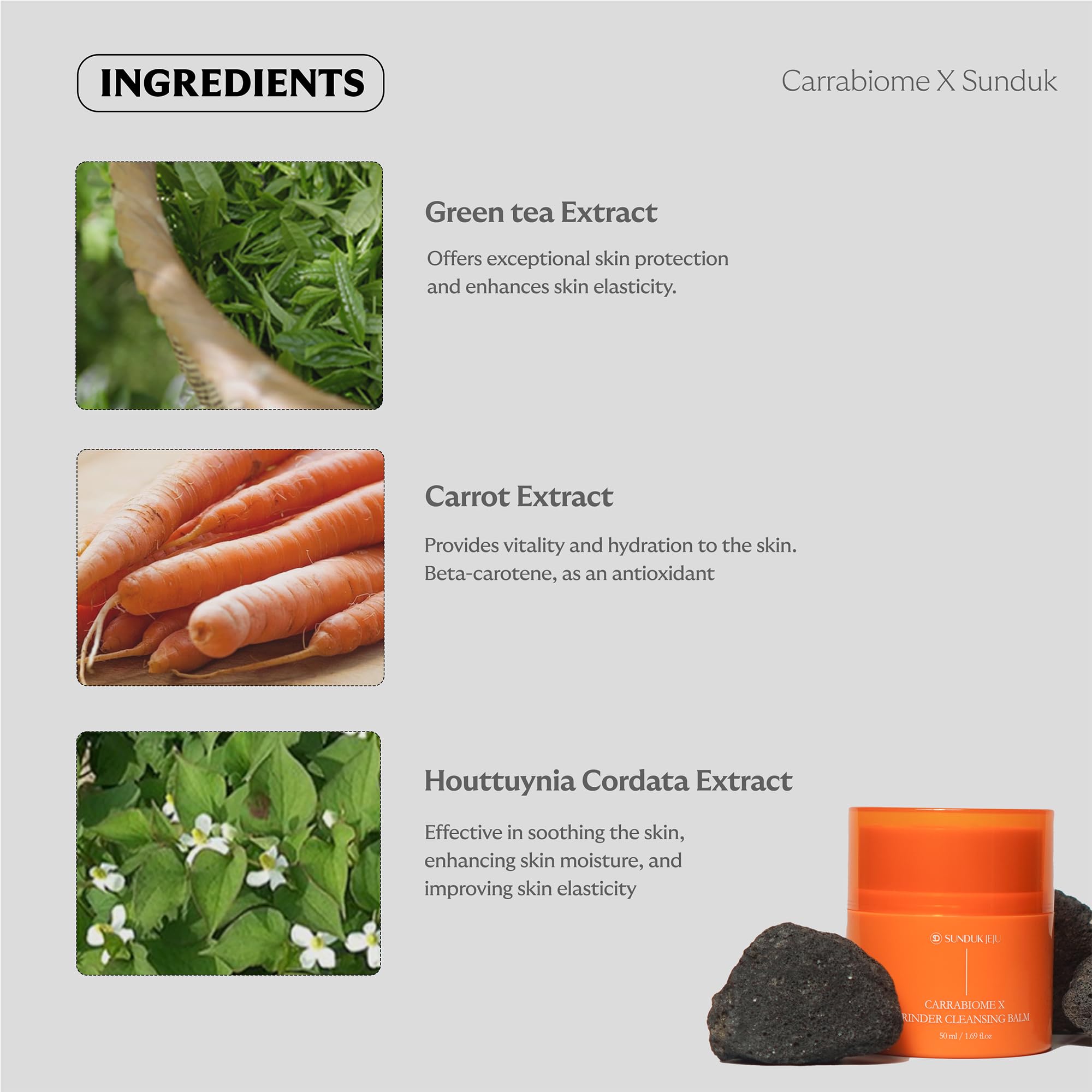 SUNDUK JeJu Carrabiome X Grinder Cleansing Balm - Korean Gentle Facial Cleanser for Sensitive Skin | Hydrating Makeup Remover & Blackhead Treatment | Self-Grinding Cleansing Balm for Oily Skin | Perfect for Daily Skincare Routine & Travel-Friendly Beauty Essential