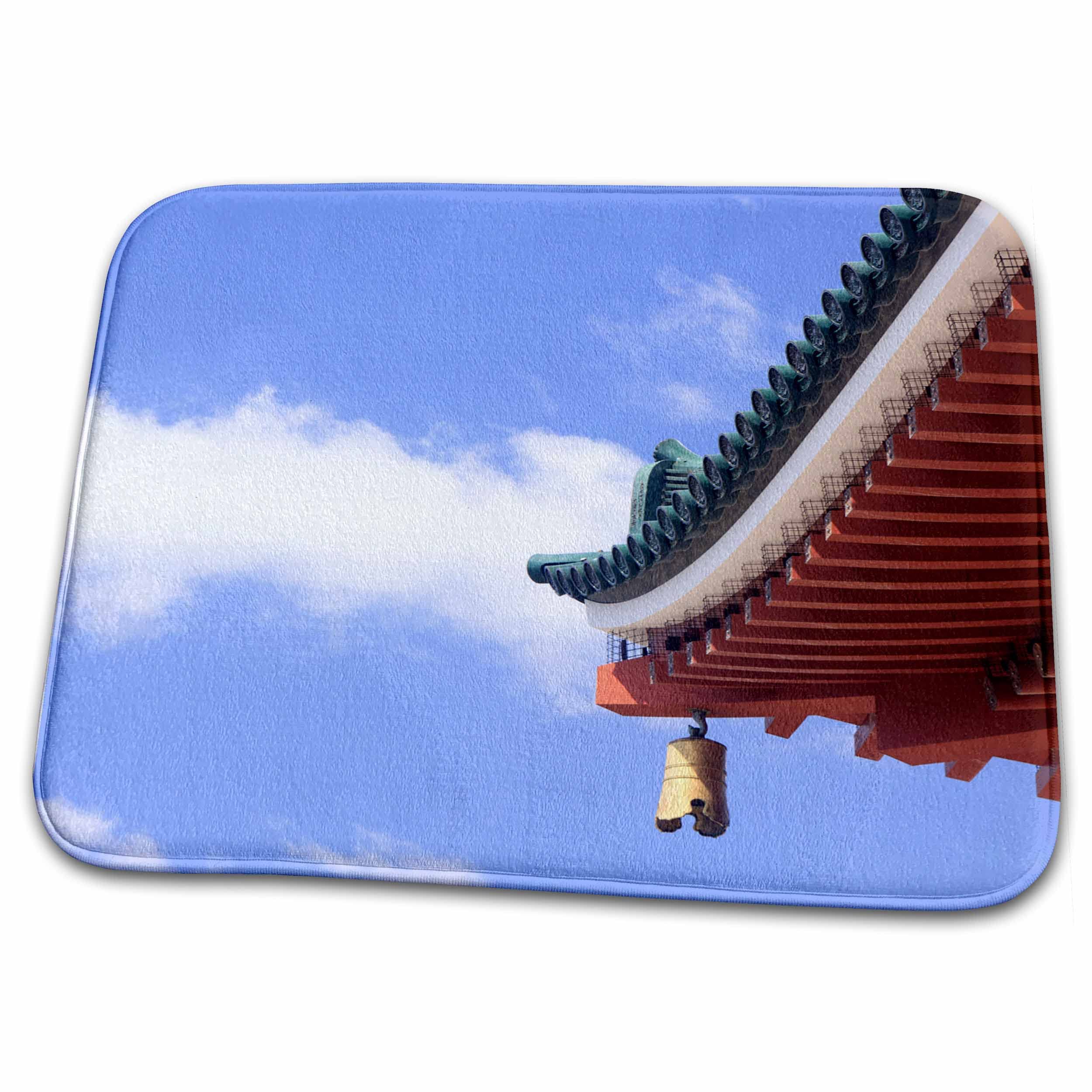 3D Rose Narita Jinja Shrine Roof Detail Bath Rug Mat - Non-Slip Japanese Temple Inspired Bathroom Mat, 24