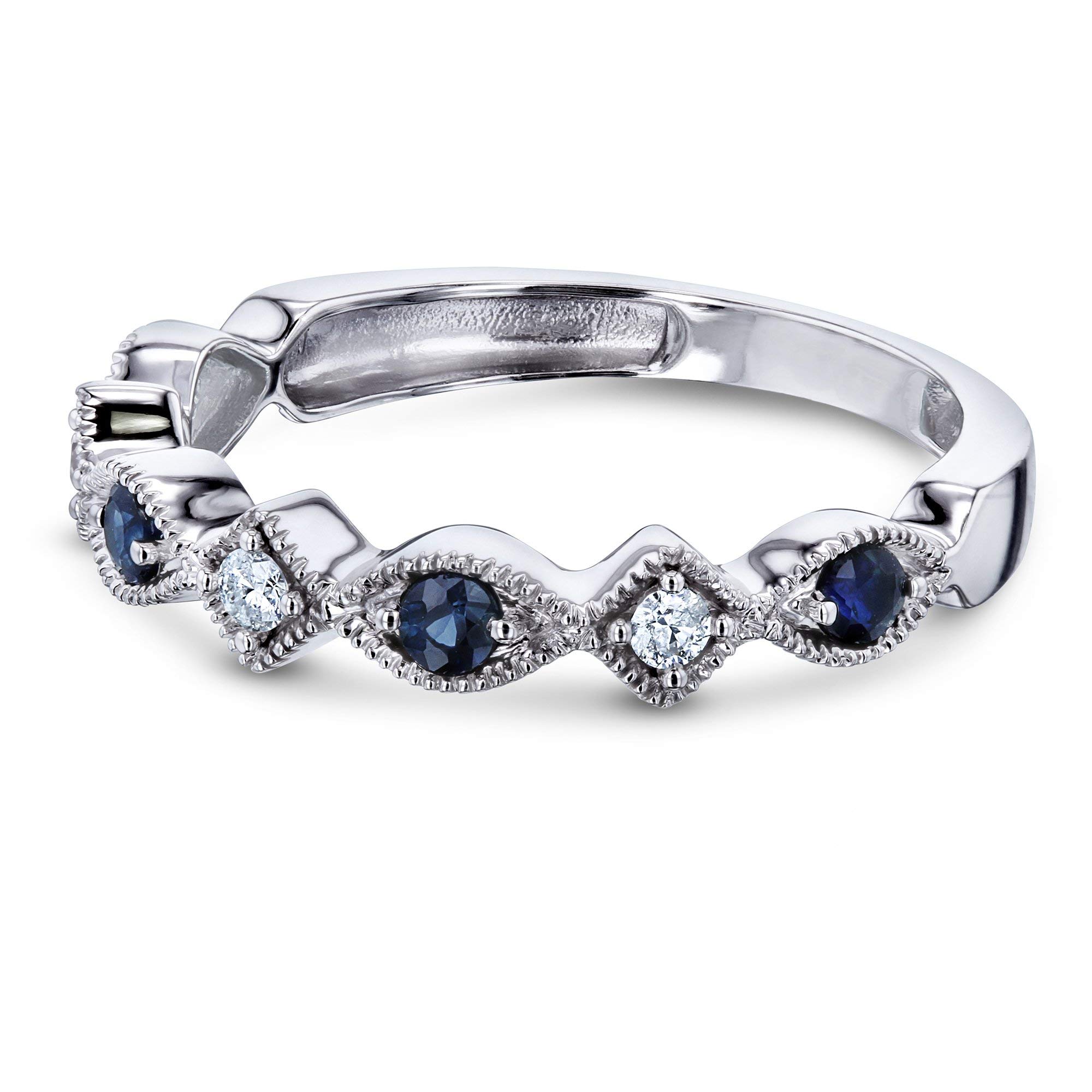 Exquisite Kobelli Alternating Sapphire and Diamond Ring in 14K White Gold | Elegant Jewelry for Engagement, Wedding & Anniversary Gifts