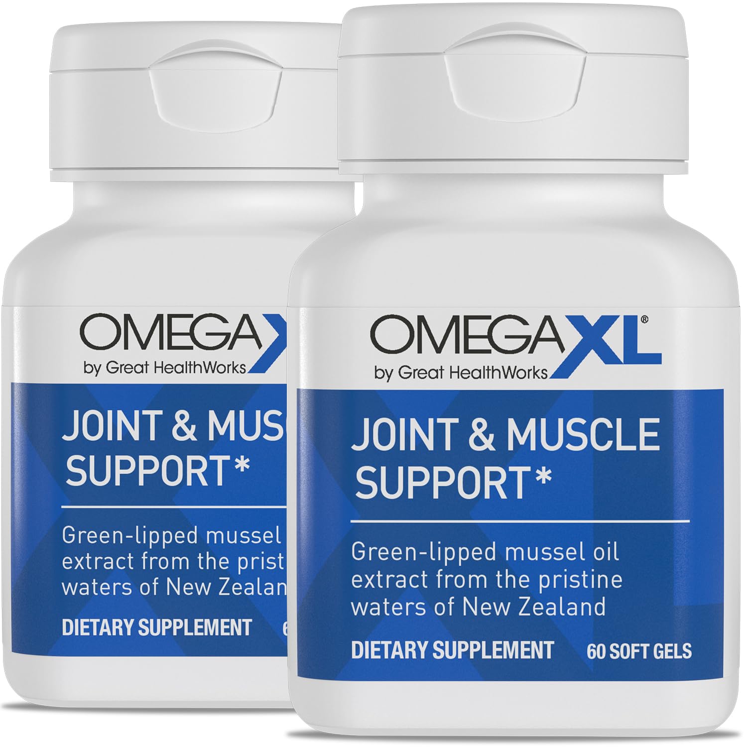 OmegaXL Joint Support Supplement - Natural Muscle & Joint Relief with Green Lipped Mussel Oil, 120 Soft Gel Capsules (2 Pack of 60) | Drug-Free Pain Management for Active Lifestyles, Arthritis & Post-Workout Recovery