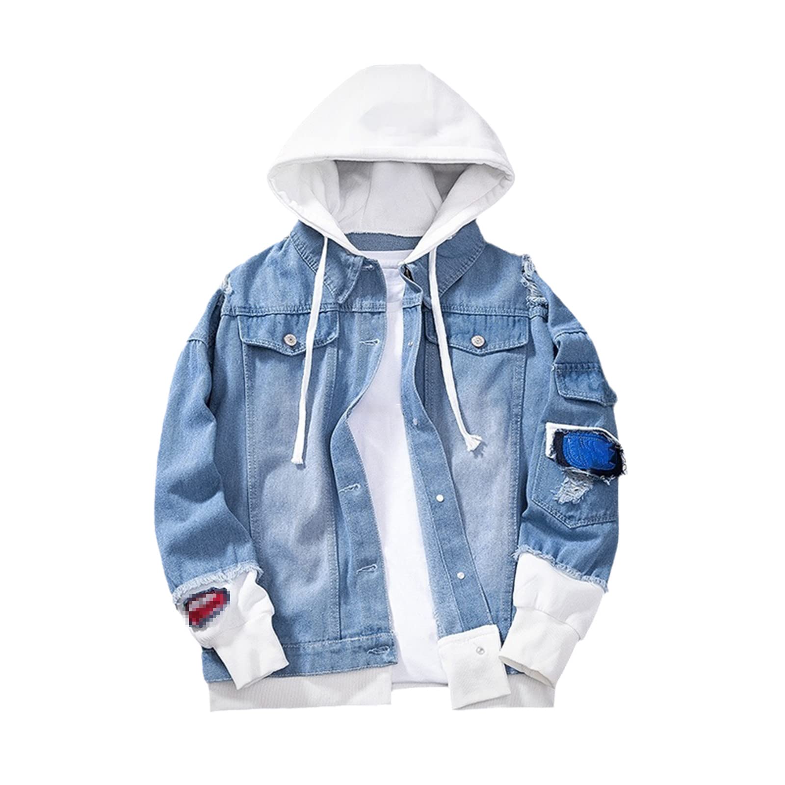 Men's Denim Jacket - Streetwear Hip Hop Hooded Jean Coat | Casual Loose Fit Spring Outerwear for Men | Perfect for Urban Fashion, Street Style & Everyday Wear