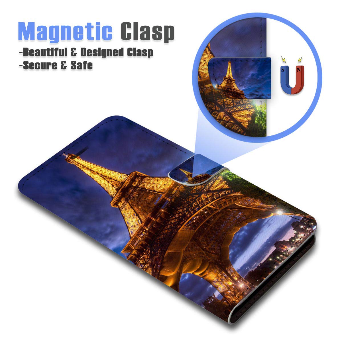 iPhone 12 Pro Max Wallet Case with Flip Cover - Eiffel Tower Paris Design A21054 | Perfect for Travel, Business & Everyday Use