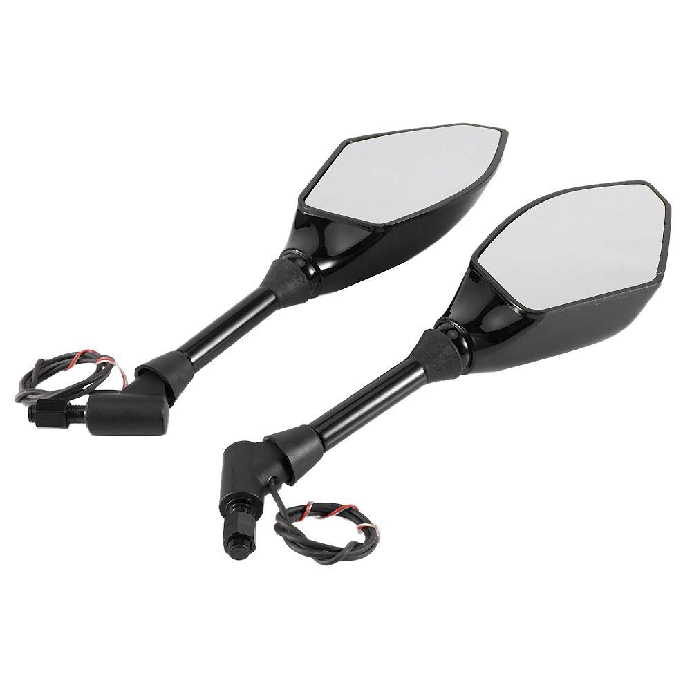 Black Motorcycle Rear View Mirror with Integrated LED Turn Signal - 10mm Thread Racing Side Mirrors for Enhanced Safety & Style | Perfect for Night Riding & Urban Commuting