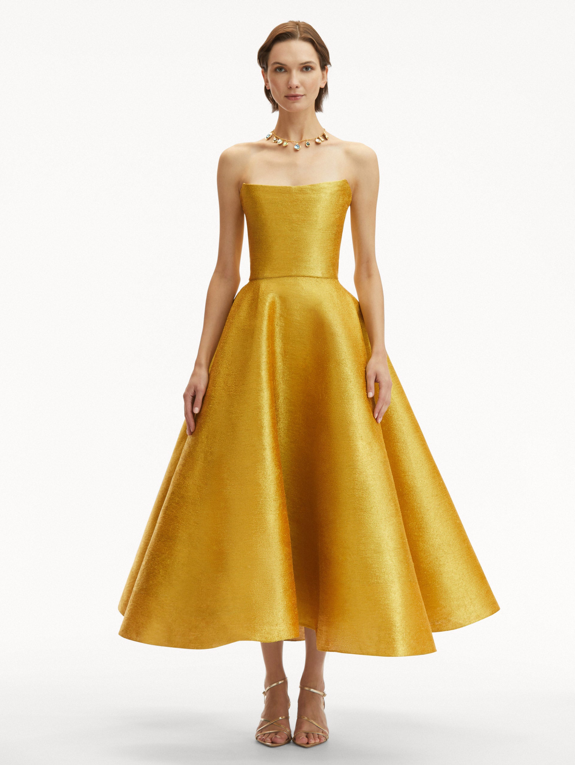 Elegant Metallic Threadwork Cocktail Dress for Women - Perfect for Evening Parties, Weddings & Special Occasions
