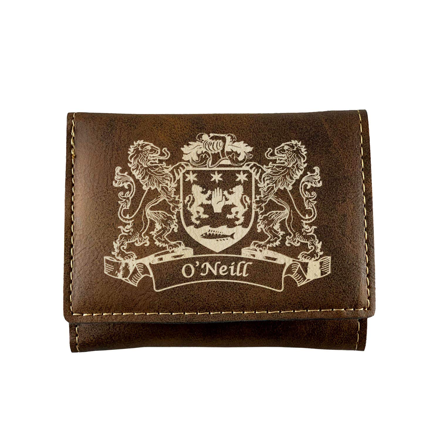 O'Neill Irish Coat of Arms Rustic Leather Wallet for Men - Genuine Celtic Heritage Bifold Wallet with Money Clip - Perfect for St. Patrick's Day Gifts & Irish Pride Accessories