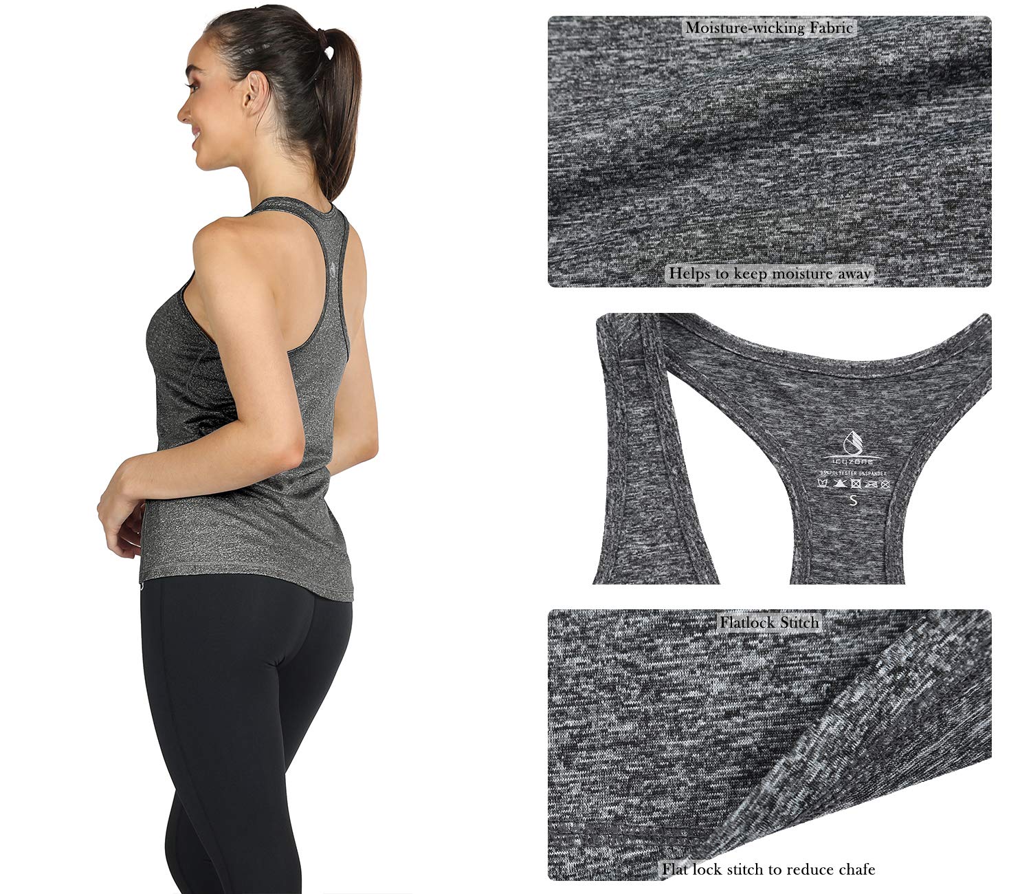Icyzone Women's Workout Tank Tops - Breathable Racerback Athletic Shirts for Yoga, Running & Gym | Perfect for Fitness, Training & Active Lifestyle
