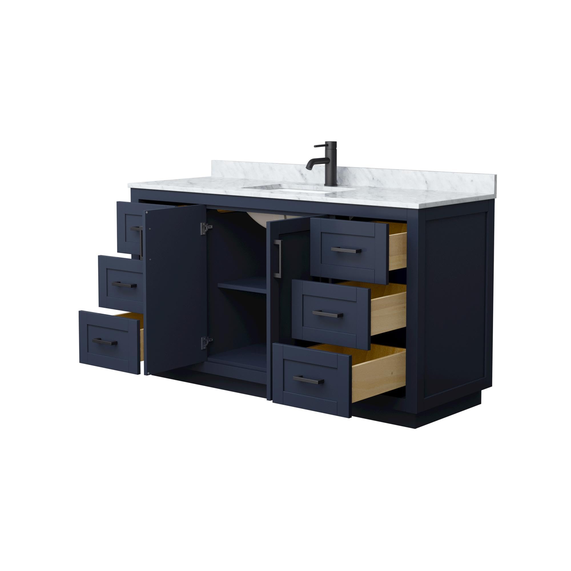 Wyndham Collection WCF292960SBBCMUNSMXX Miranda Vanity Set - Dark Blue Bathroom Vanity with Mirror & Sink | Perfect for Modern Bathroom Decor & Small Spaces