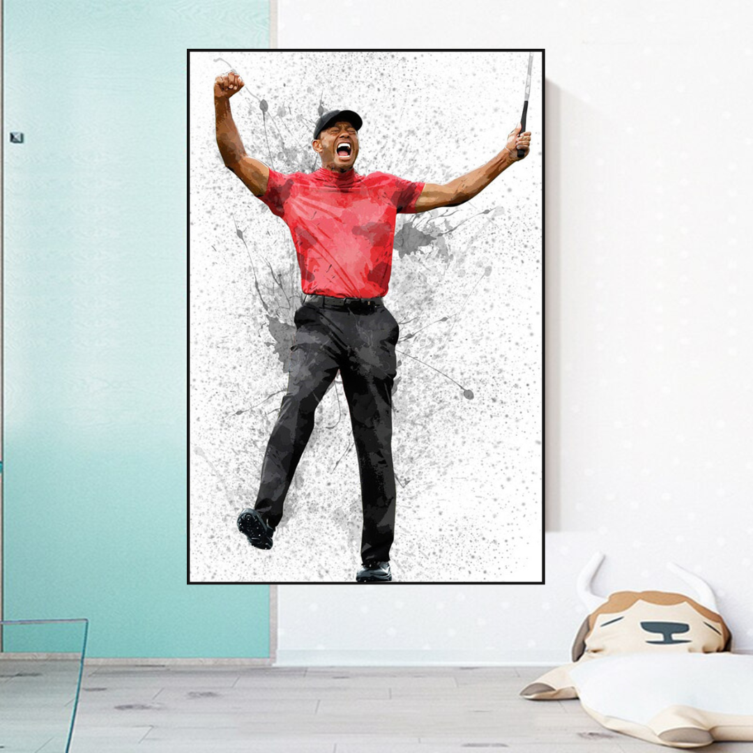 Tiger Woods Canvas Wall Art - Premium Golf Decor for Home & Office | Exclusive Collection | Perfect for Sports Fans & Man Cave Decor