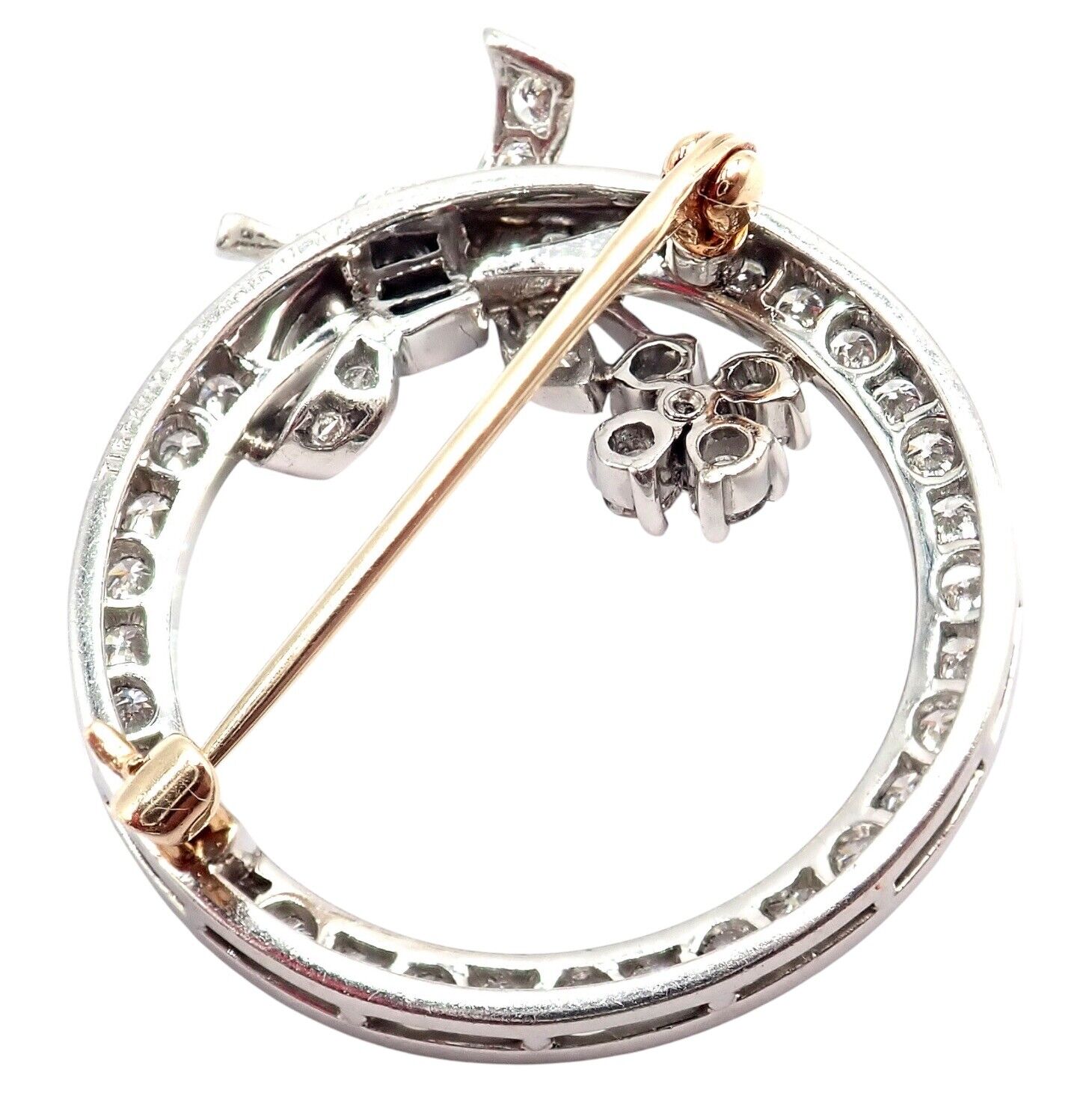 Authentic Tiffany & Co. Vintage 1920's Platinum Circle Pin Brooch with 2.1ct Diamonds - Elegant Antique Jewelry for Collectors & Special Occasions