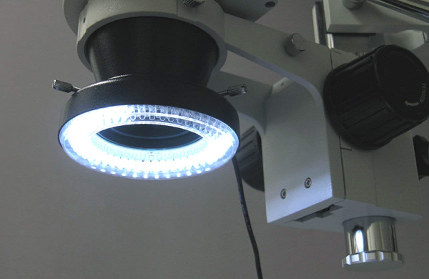AmScope LED-144A Adjustable 144-LED Microscope Ring Light with Adapter - Compatible with Stereo Microscopes for Lab Research, Jewelry Inspection & PCB Repair