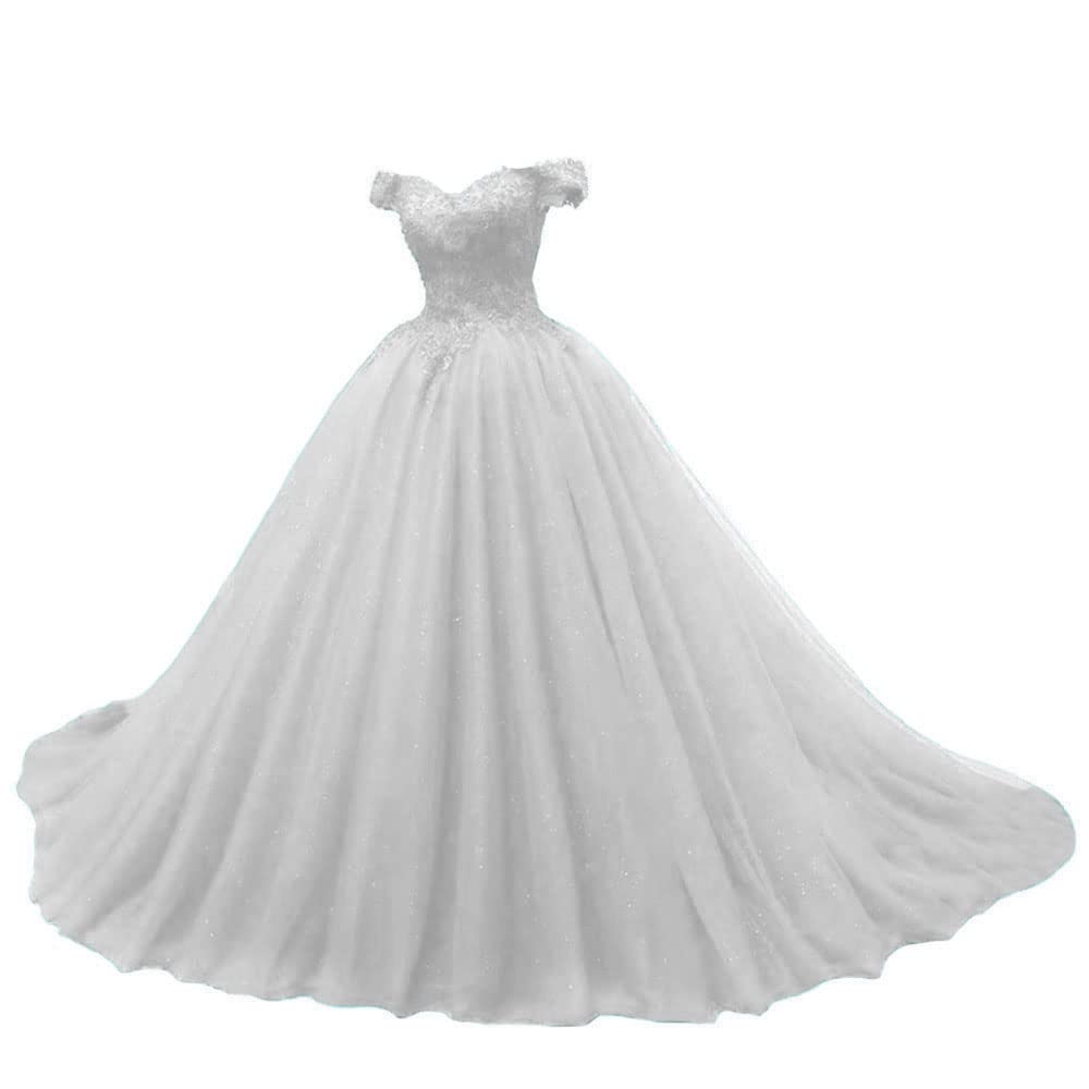 XYAYE Women's Off Shoulder Puffy Tulle Quinceanera Dress - Ball Gown Prom Dress with Lace Details for Sweet 15 Party, Wedding, Homecoming & Special Occasions