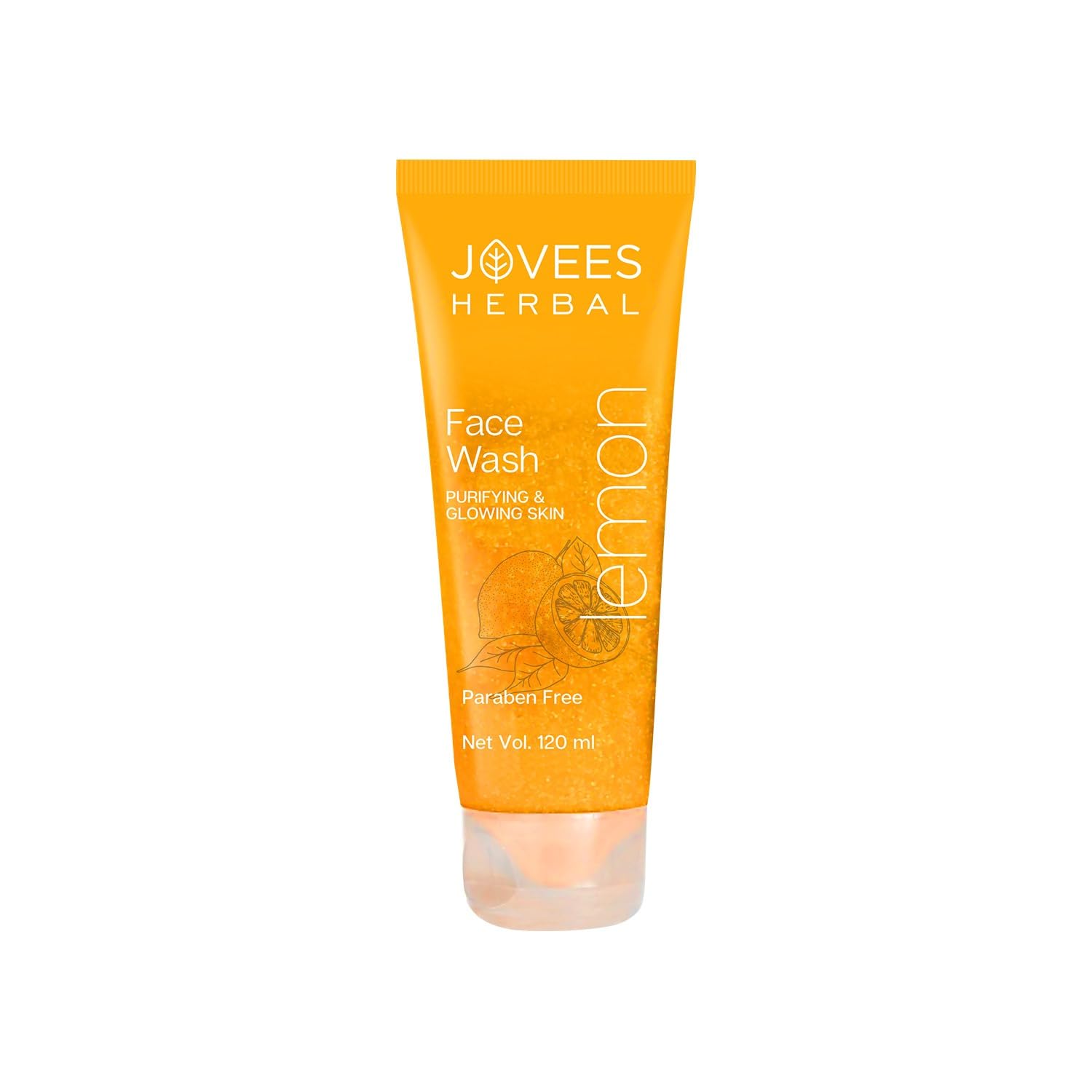 Jovees Herbal Lemon Face Wash with Lemon, Orange Peel & Kakadu Plum Extract - Deep Cleansing for Oily & Acne-Prone Skin, Reduces Dark Spots & Brightens Complexion (120ml) | Perfect for Daily Skincare Routine & Travel-Friendly Size