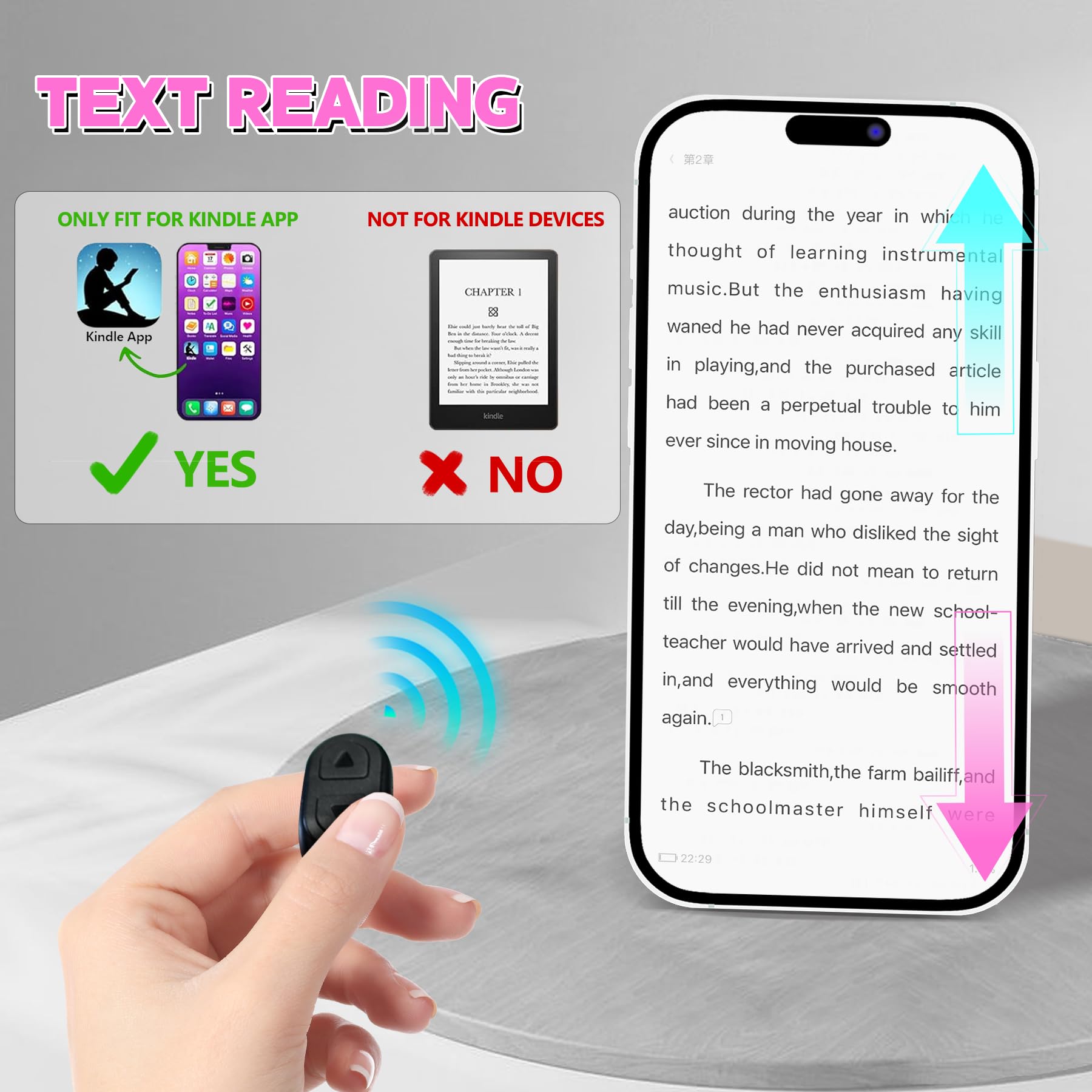 TikTok Viral Bluetooth Smart Scrolling Ring - Wireless Page Turner for Kindle/Books, Camera Shutter Remote & Selfie Button - Compatible with iPhone, iPad, Android - Perfect for Reading, Photography & Video Calls (Black)