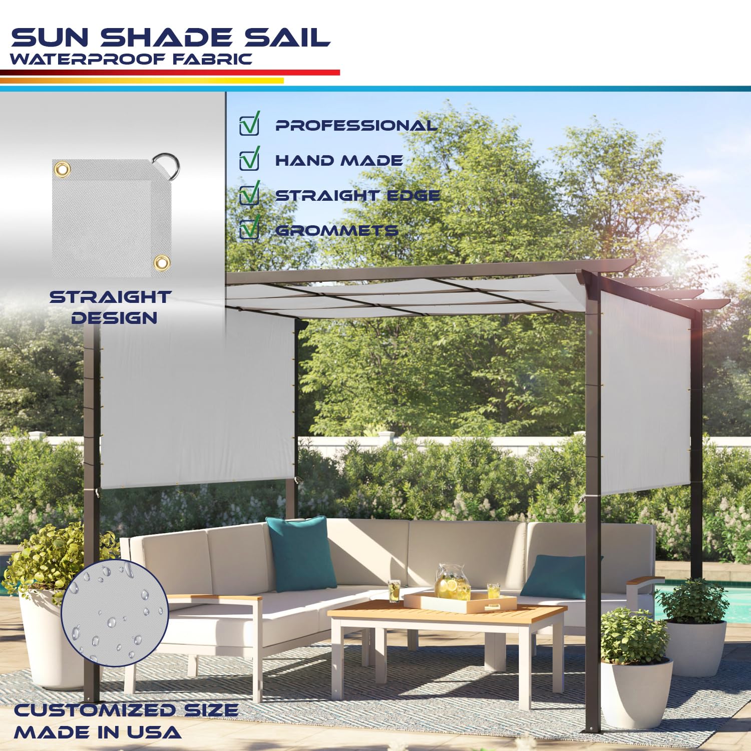 3' x 13' Waterproof Sun Shade Sail - UV Block Outdoor Canopy Cover for Patio, Backyard, Garden, Deck & Pergola - Light Gray - Perfect for Sun Protection, Outdoor Relaxation & Summer Shade Solutions