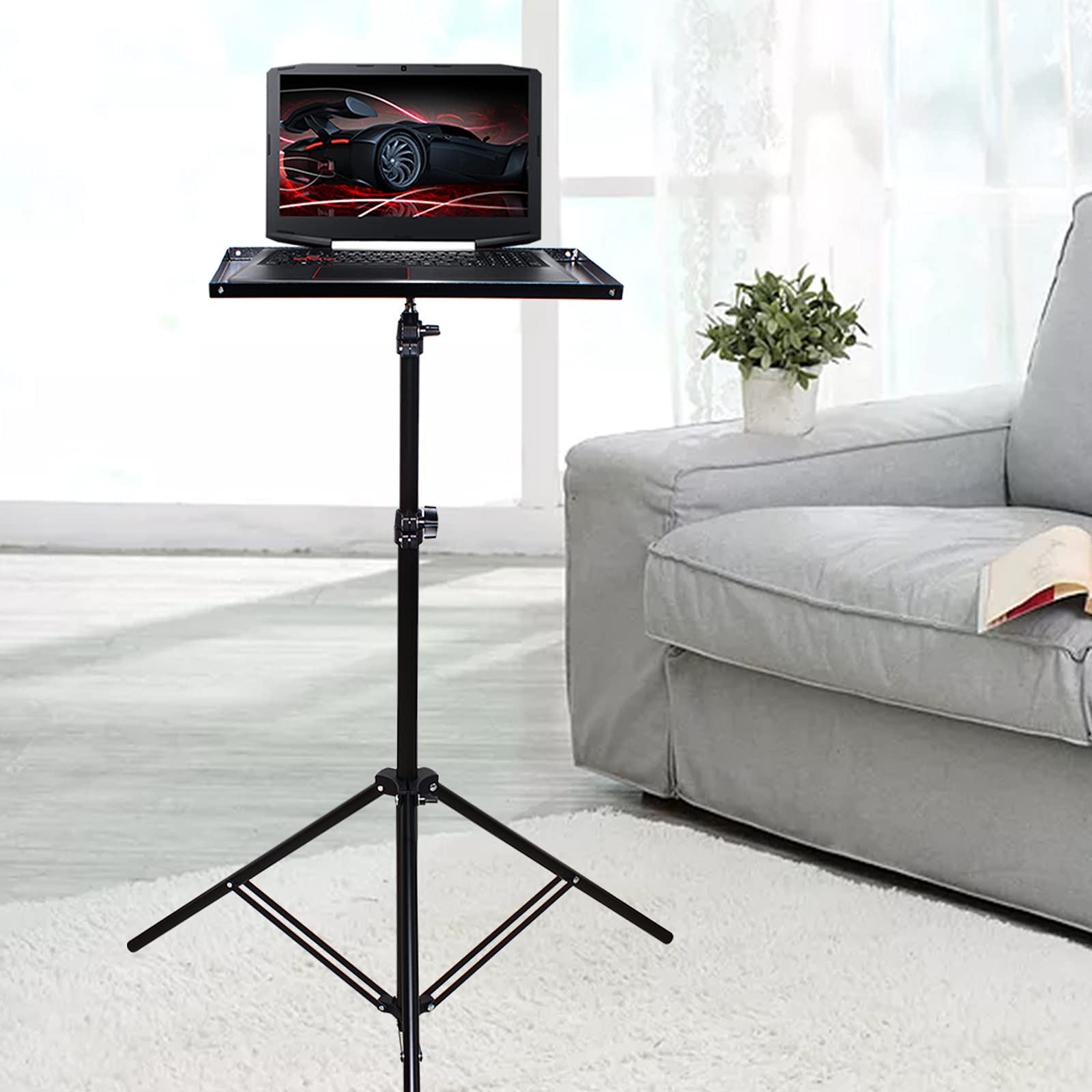 Futchoy Heavy Duty Adjustable Laptop Table Stand - Height Adjustable Tripod Computer Desk for Workstation, Ideal for Home Office, Gaming, and Outdoor Use