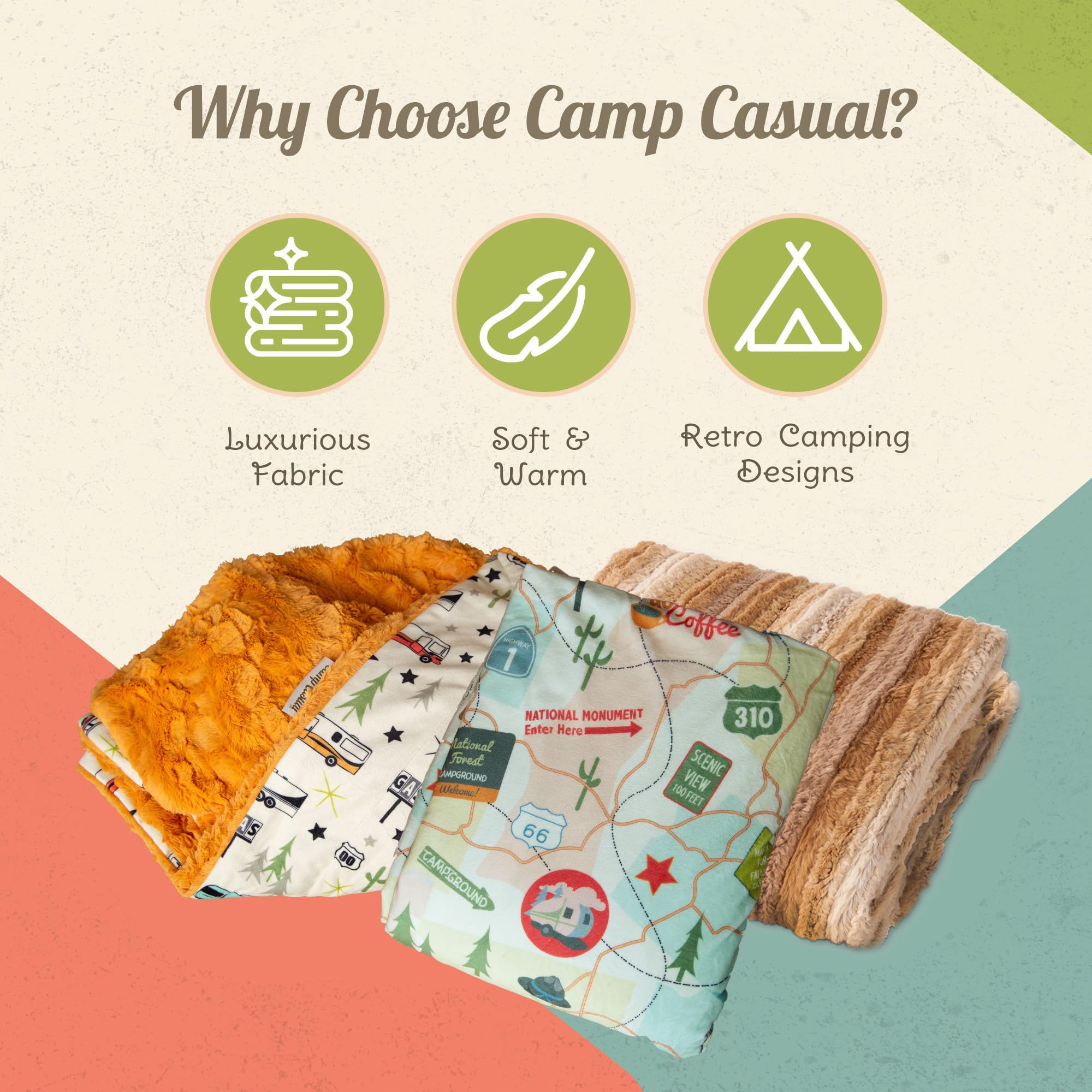 Cozy Reversible Plush Throw Blanket for Camping - Soft 100% Polyester Blanket with Retro Patterns - Machine Washable for Indoor & Outdoor Use - Perfect for Picnics, Travel, and Cozy Nights by the Fireplace