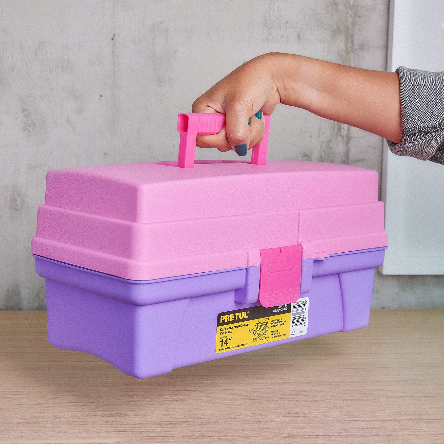Pretul 14' Pink & Purple Cosmetic Organizer Box - Perfect for Makeup Storage, Travel & Vanity Organization