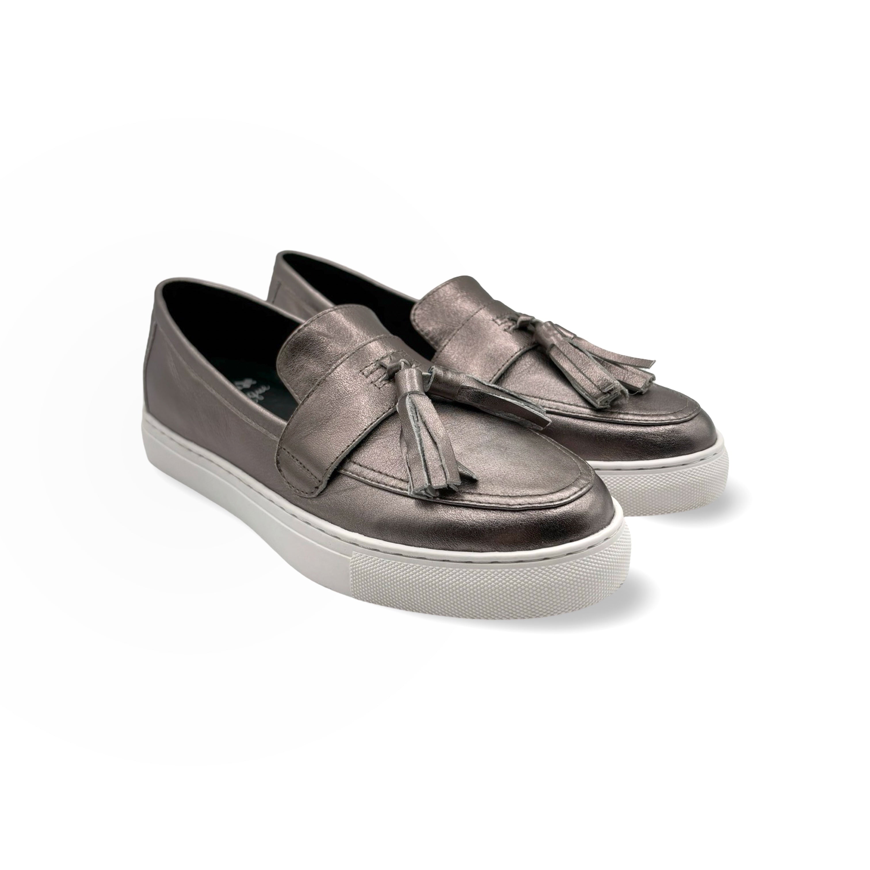 Milano Pewter Loafer Shoes for Men - Classic Slip-On Comfortable Dress Loafers for Business & Casual Wear - Perfect for Office, Travel & Formal Occasions