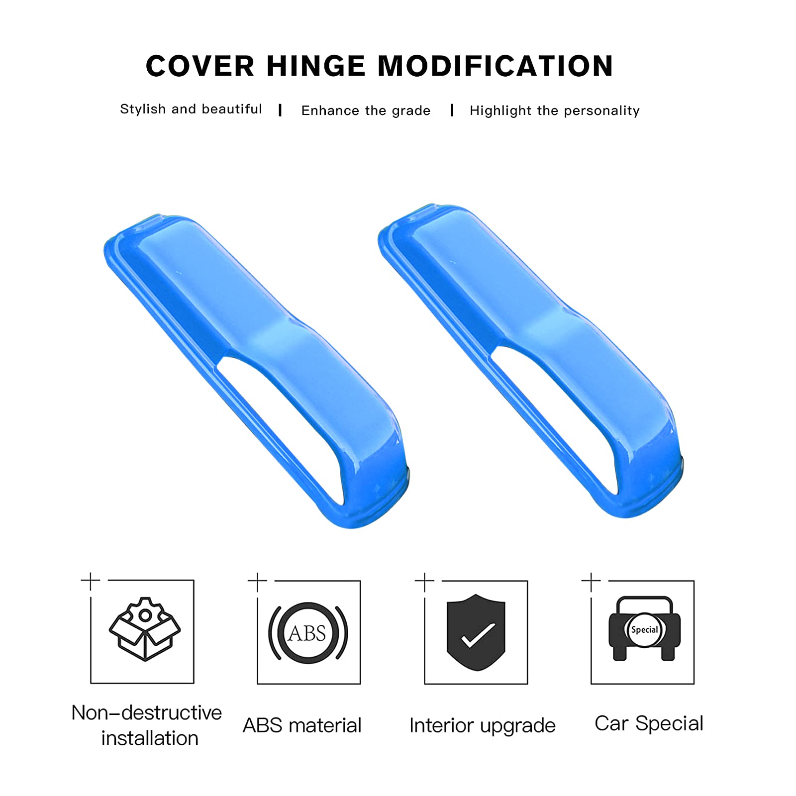 Jeep Wrangler JL & Gladiator JT Engine Hood Hinge Cover Decoration - Light Blue Exterior Accessories for 2018-2021 JL & 2020-2021 JT Models - Off-Road Style Upgrade for Jeep Enthusiasts