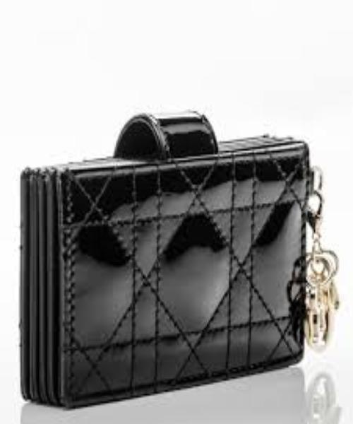 Dior Lady Calfskin Leather Card Holder Wallet - Black Luxury Women's Fashion Accessory for Everyday Use & Gift Giving