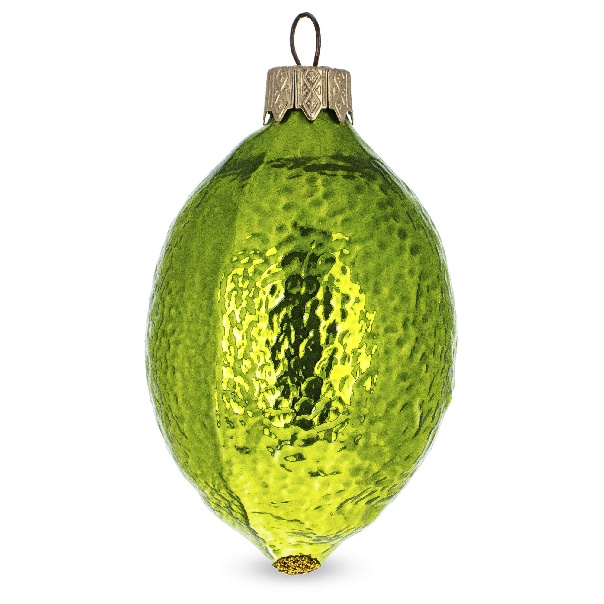 Shiny Leaf Lime Mini Glass Christmas Ornament - Festive Holiday Tree Decoration for Home, Office & Gift Giving