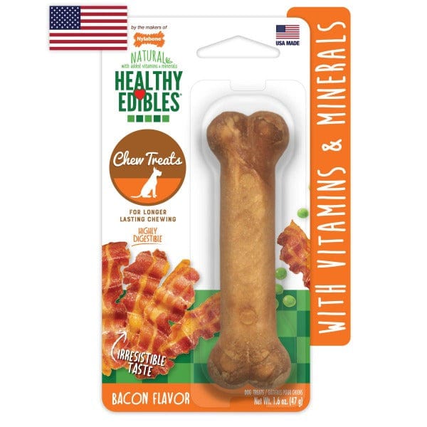 Nylabone Healthy Edibles Dog Chew Treats - Bacon Flavor, Long-Lasting Dental Chews for Medium to Large Dogs | Perfect for Teething, Anxiety Relief & Dental Health