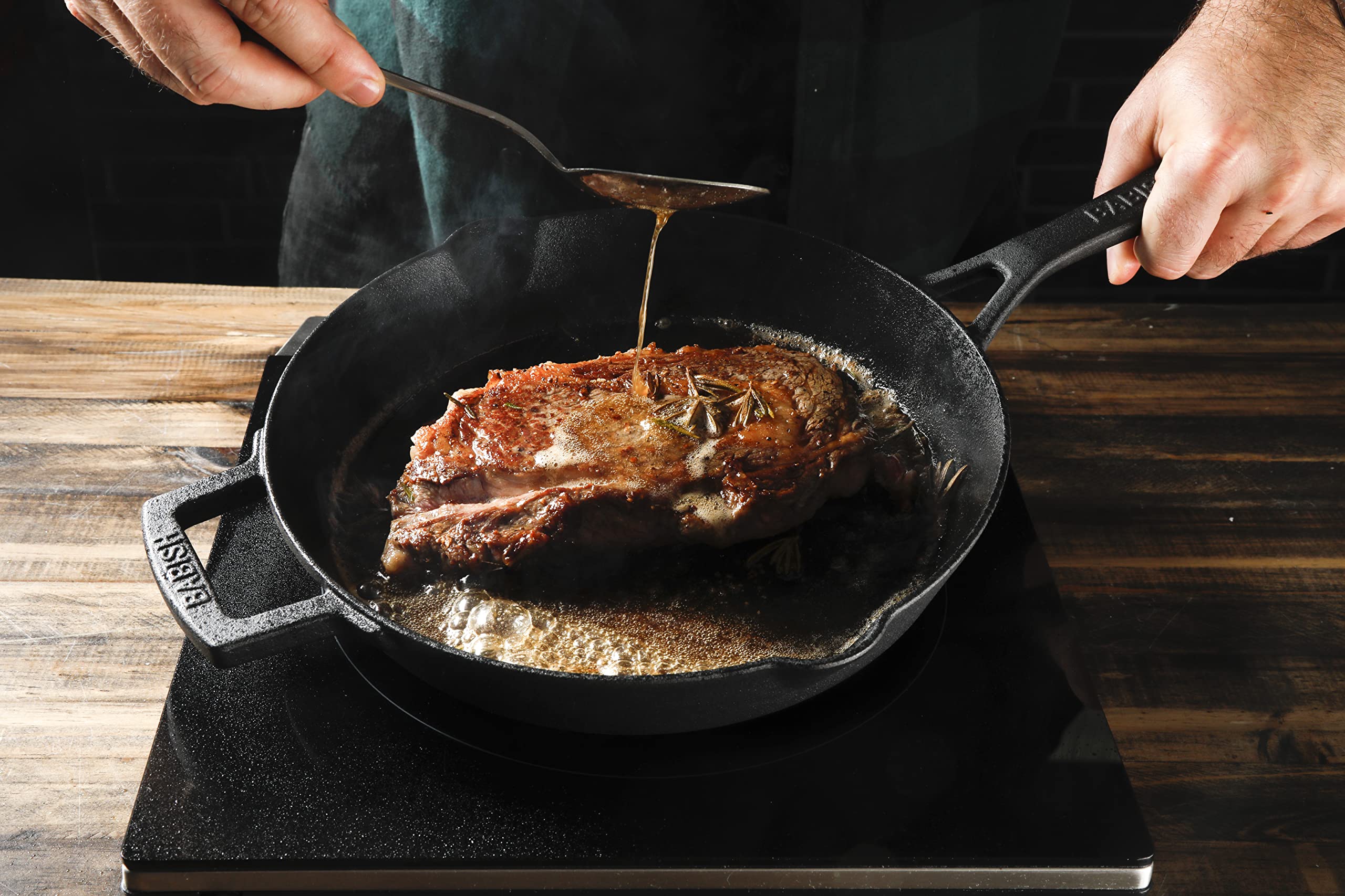 Babish 10-Inch Cast Iron Skillet - Pre-Seasoned, Heavy Duty & Non-Stick - Perfect for Searing, Baking & Camping Cooking