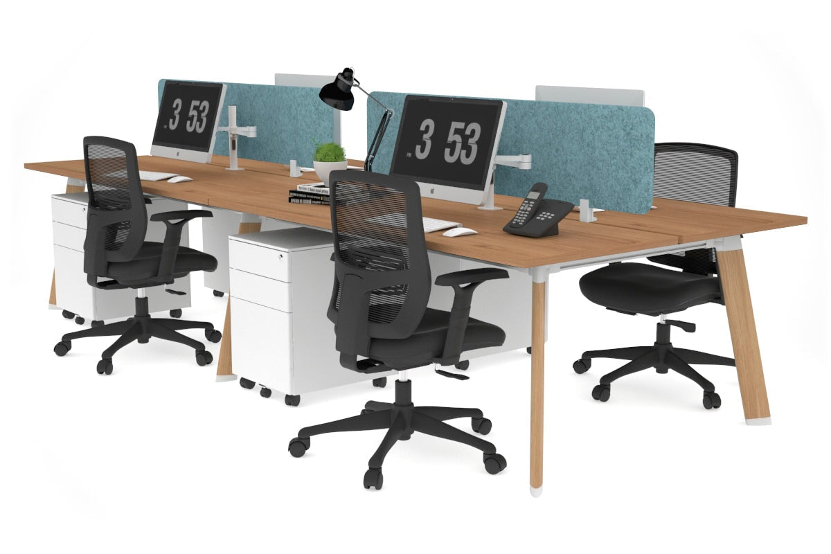 4-Person Wooden Workstation with Imprint Frame - 1400L x 700W Dimensions - Ideal for Office, Home Office & Collaborative Workspaces