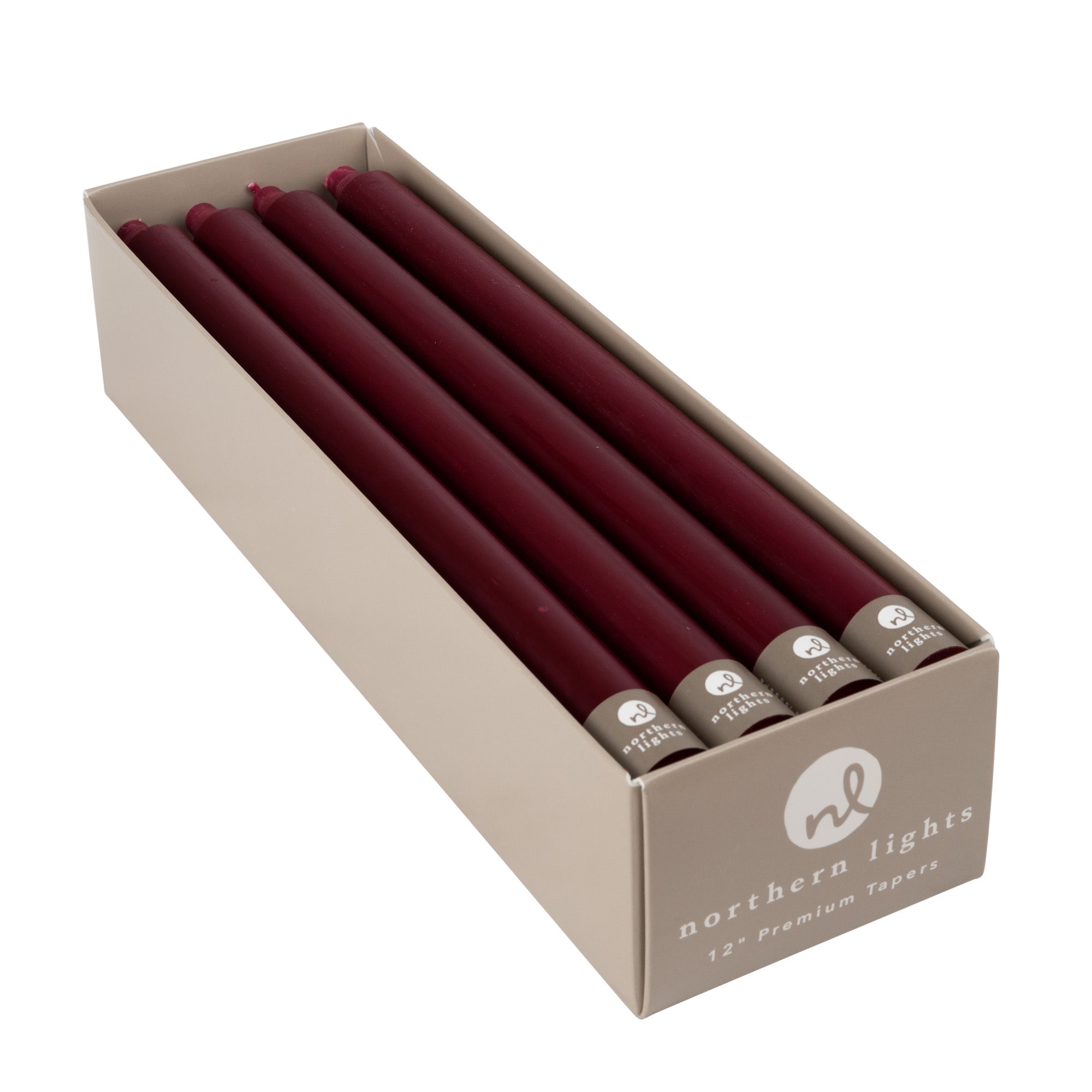 Bordeaux 12 Taper Candles - Elegant Long Dinner Candles for Romantic Dinners, Weddings & Home Decor