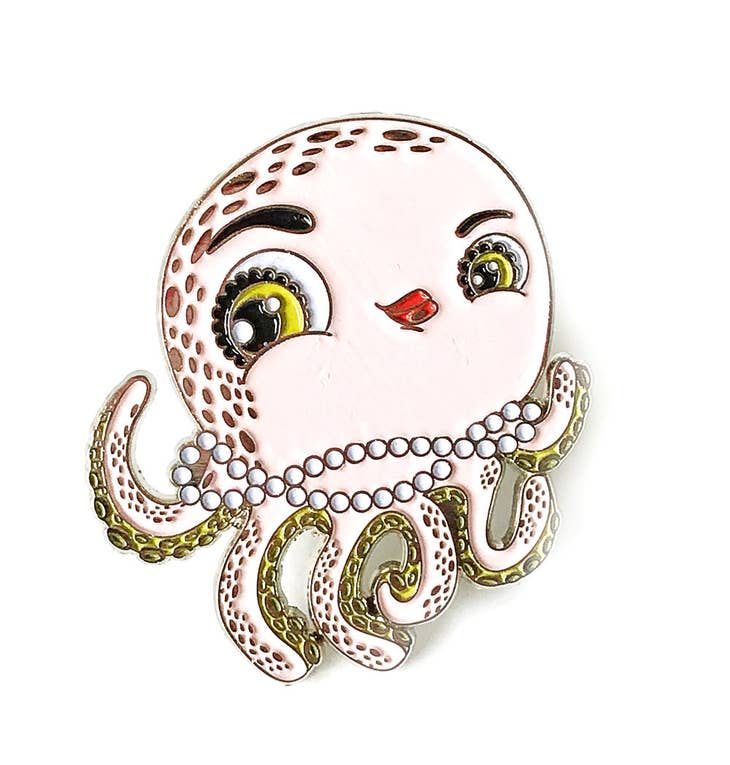 Cephalopod Soft Enamel Pin - Octopus Squid Cute Marine Animal Lapel Pin - Perfect for Backpacks, Jackets, Hats & Gifts for Ocean Lovers