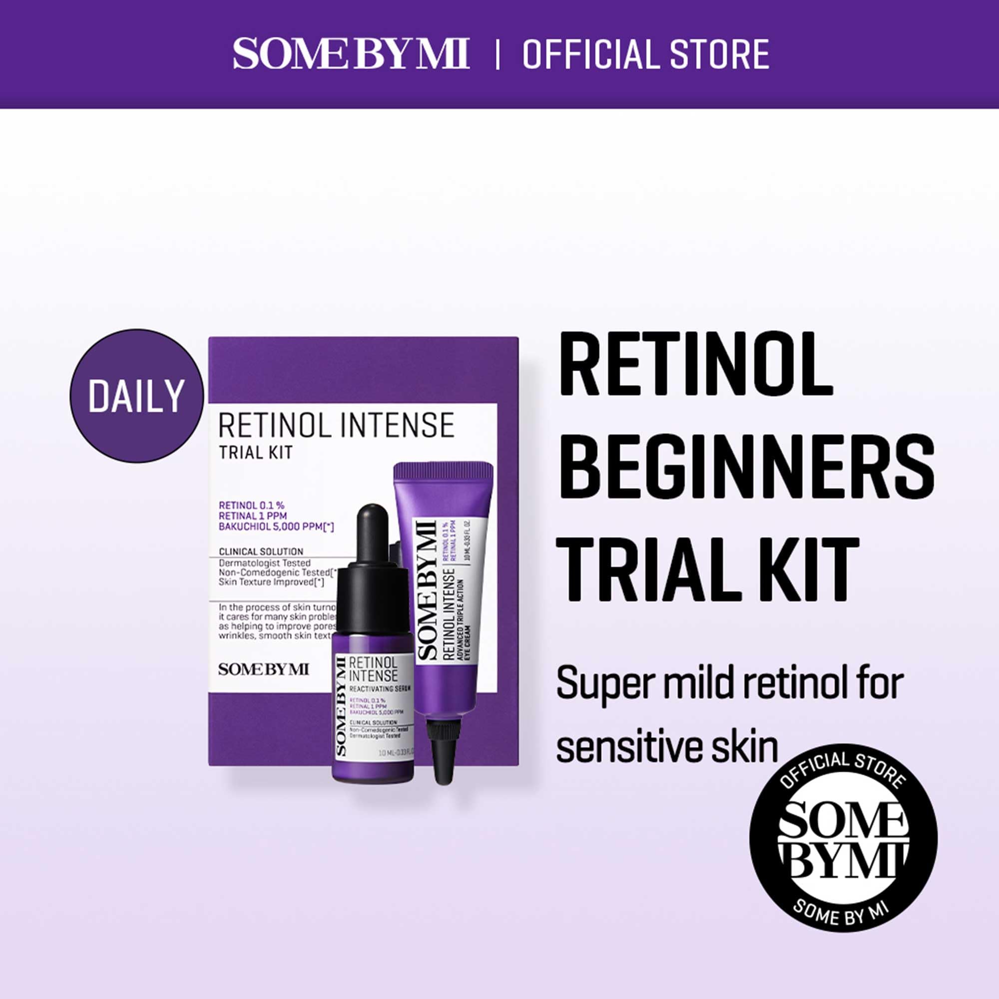 Retinol Serum & Eye Cream Kit 0.33oz - 0.1% Mild Korean Skincare for Beginners - Perfect for Nighttime Anti-Aging Routine