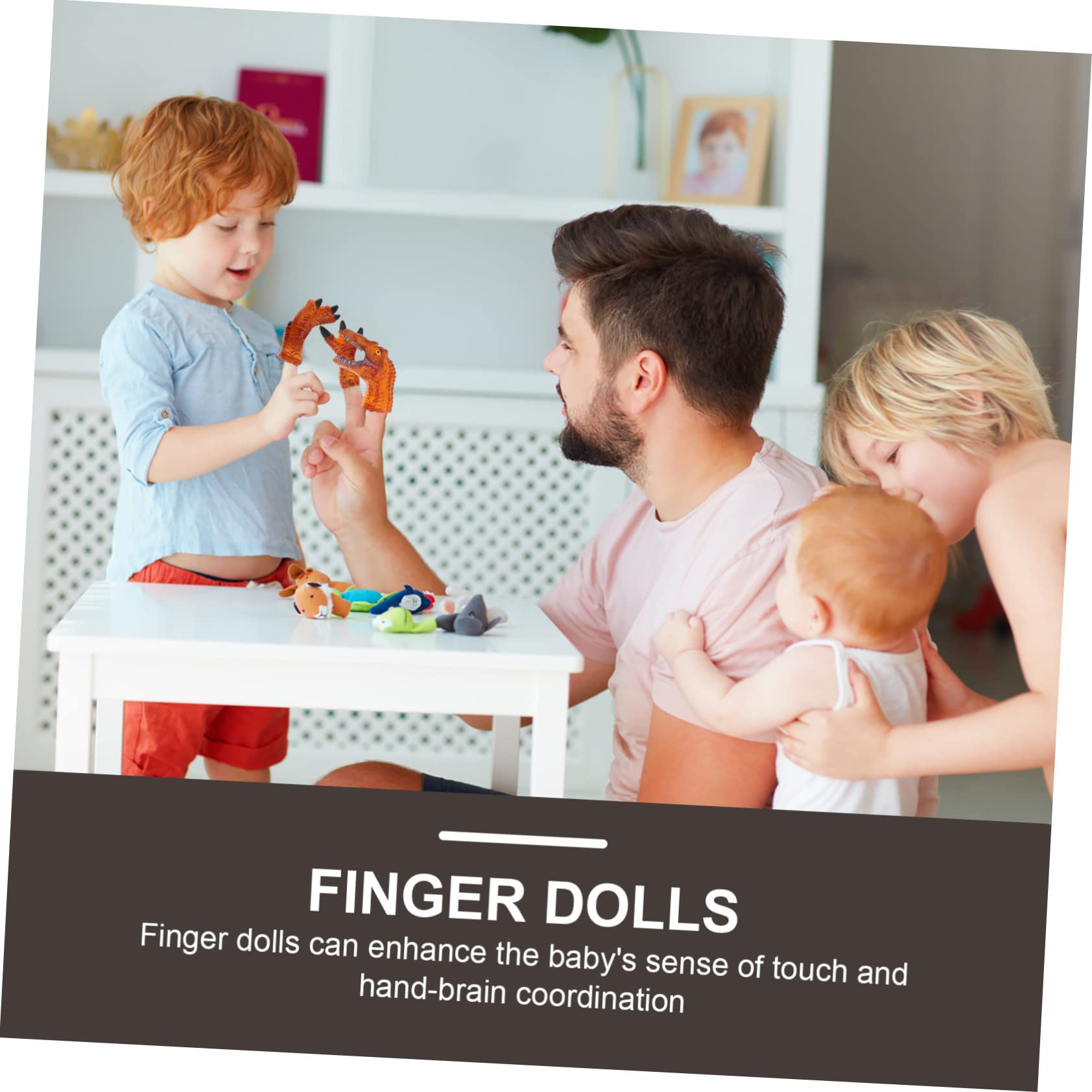 Vaguelly 1 Set Dinosaur Finger Puppet Toys for Kids - Soft Rubber Hand Puppets, Family Interactive Baby Toys for Toddlers | Perfect for Storytelling, Role Play & Early Childhood Development