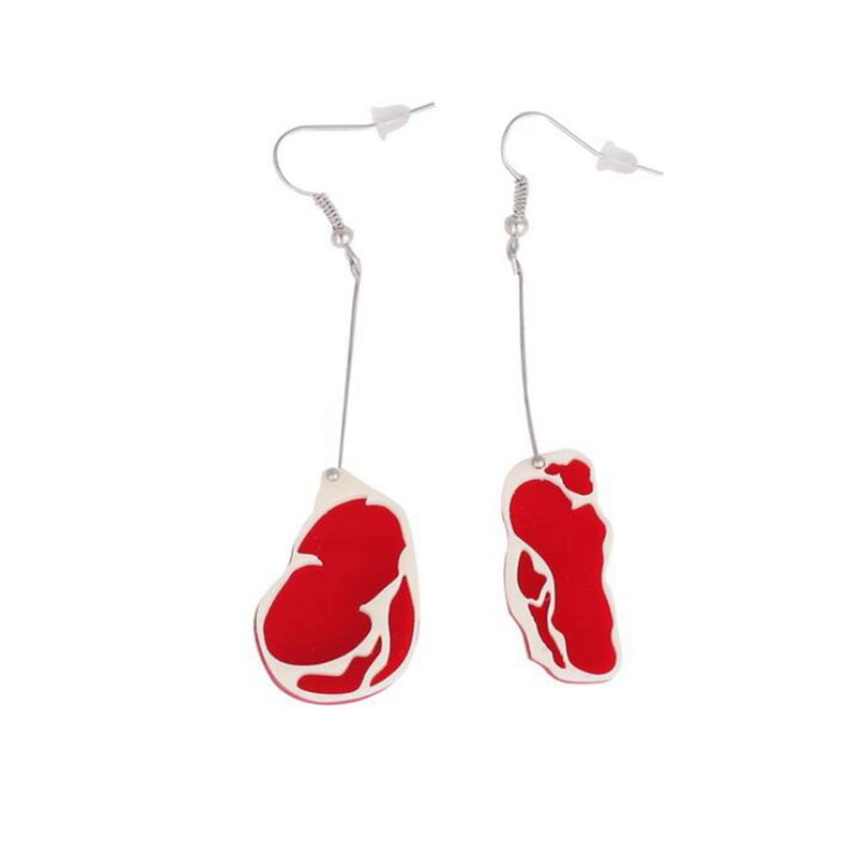 Funky Red Meat Food Dangle Earrings for Women - Acrylic Statement Jewelry - Perfect for Costume Parties, Halloween & Unique Fashion Accessories