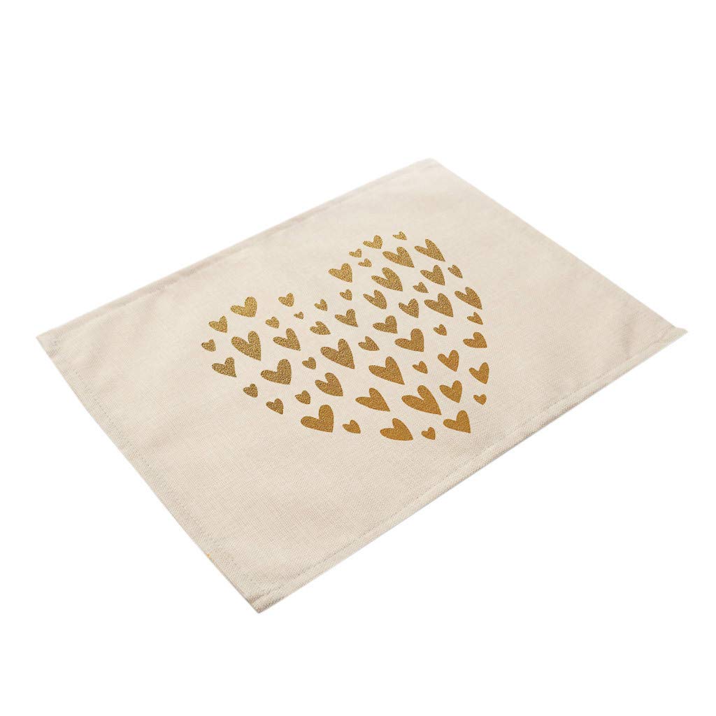 Heart Pattern Cotton Linen Table Placemats Set - Blue Dinner Mats with Napkins for Kitchen, Dining & Bar | Perfect for Family Gatherings, Dinner Parties and Home Decor