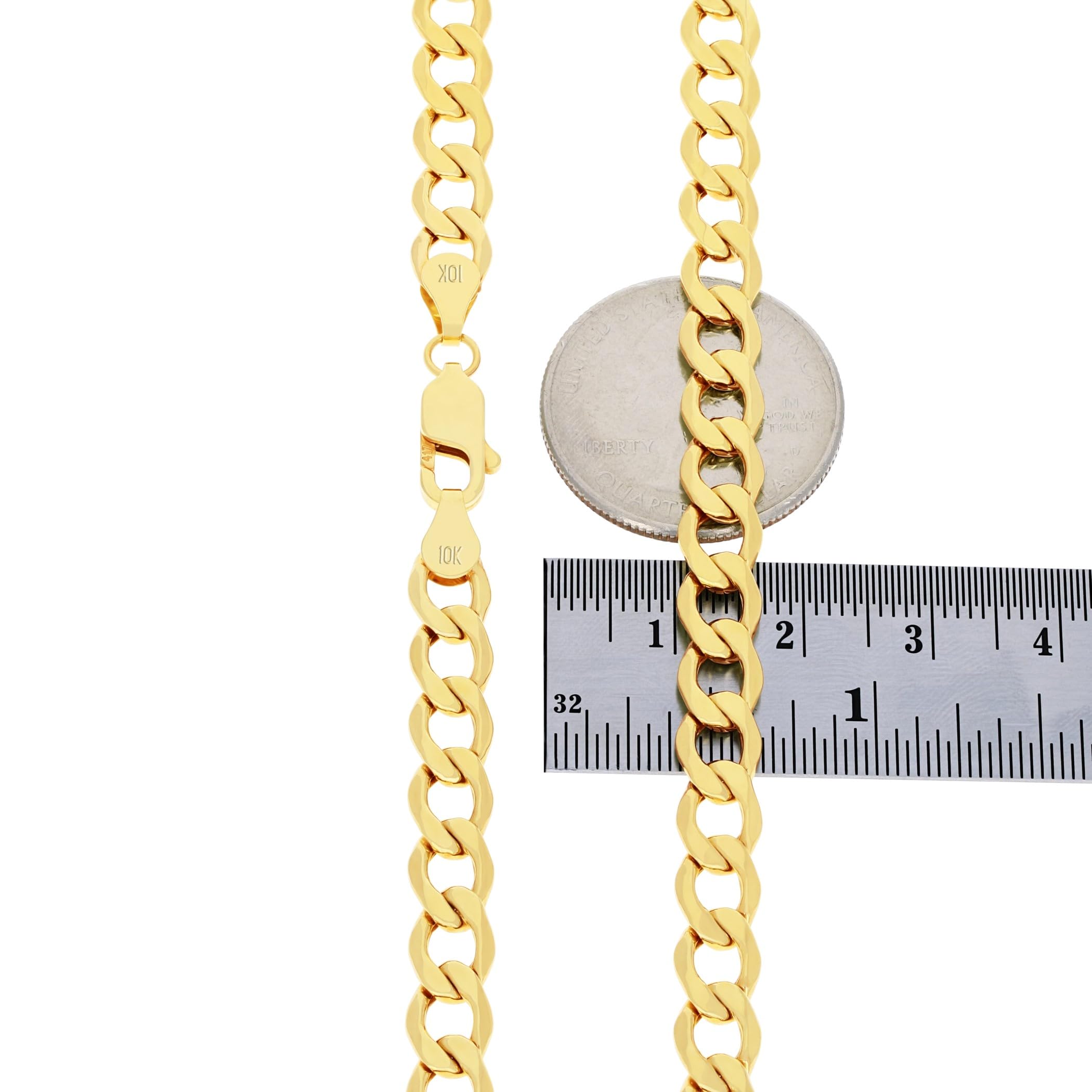 10k Real Yellow Gold Cuban Curb Link Bracelet 6mm Chain (7