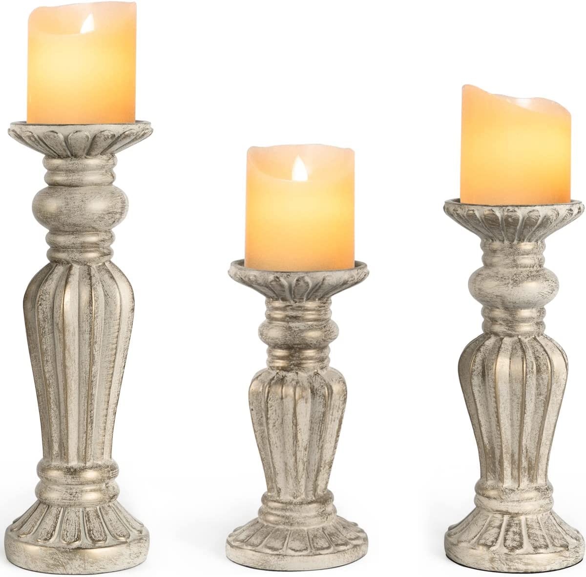 Farmhouse Pillar Candle Holders Set of 3 - 12