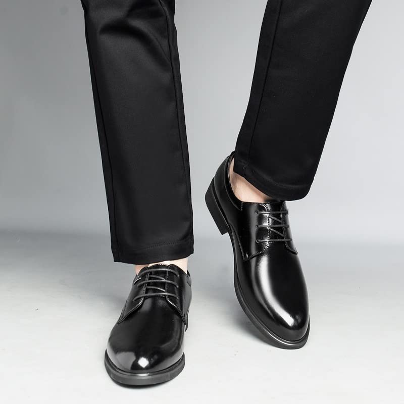 Men's Oxford Derby Lace-Up Dress Shoes - Elegant Formal Business & Wedding Shoes in Black (Size 10.5) | Perfect for Office, Ceremonies & Special Occasions