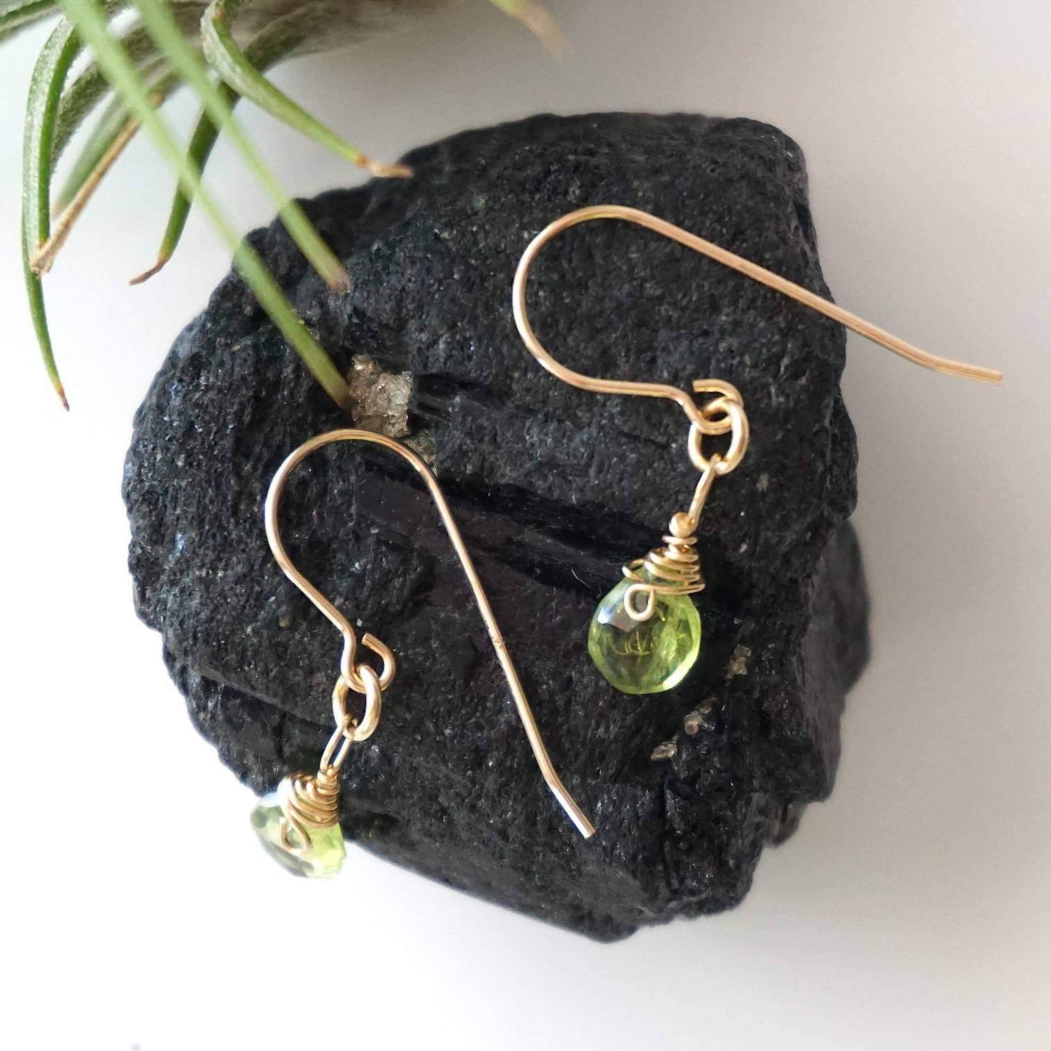Peridot Earrings for Women - 14k Gold Filled Teardrop Dangle Earrings | Perfect for Weddings, Parties & Everyday Elegance