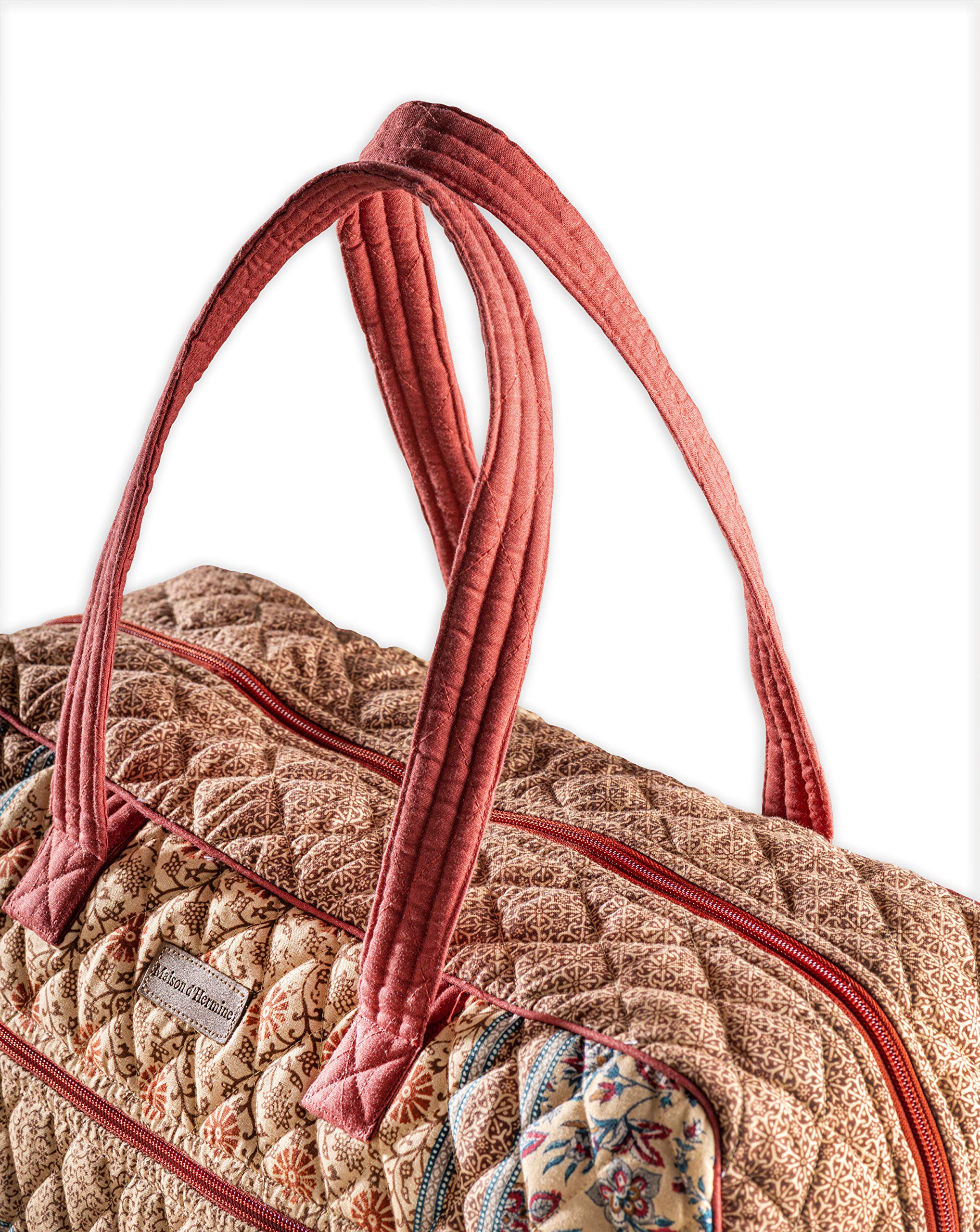 Hermine Weekend Bag - Cotton Quilted Duffel Overnight Luggage for Travel, Gym & Business | Perfect Gift for Men & Women | Ideal for Family Trips, Business Travel & Weekend Getaways