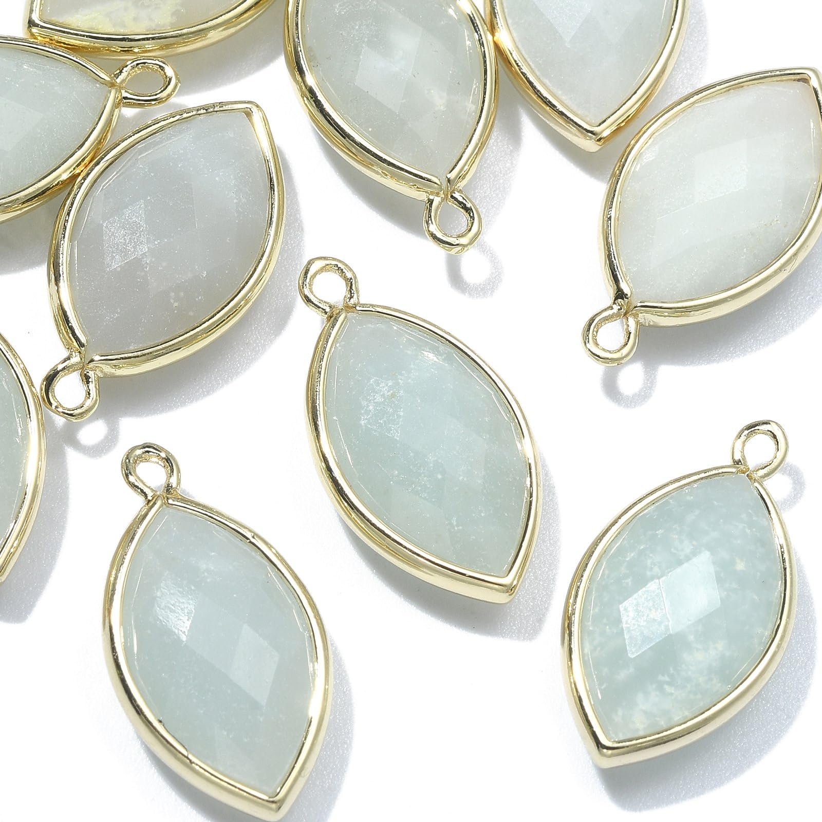 10Pcs Natural Amazonite Horse Eye Charms - Healing Stone Connectors for Jewelry Making DIY (Bracelets, Necklaces, Earrings) - KitBeads Gemstone Beads for Spiritual Healing & Crafting