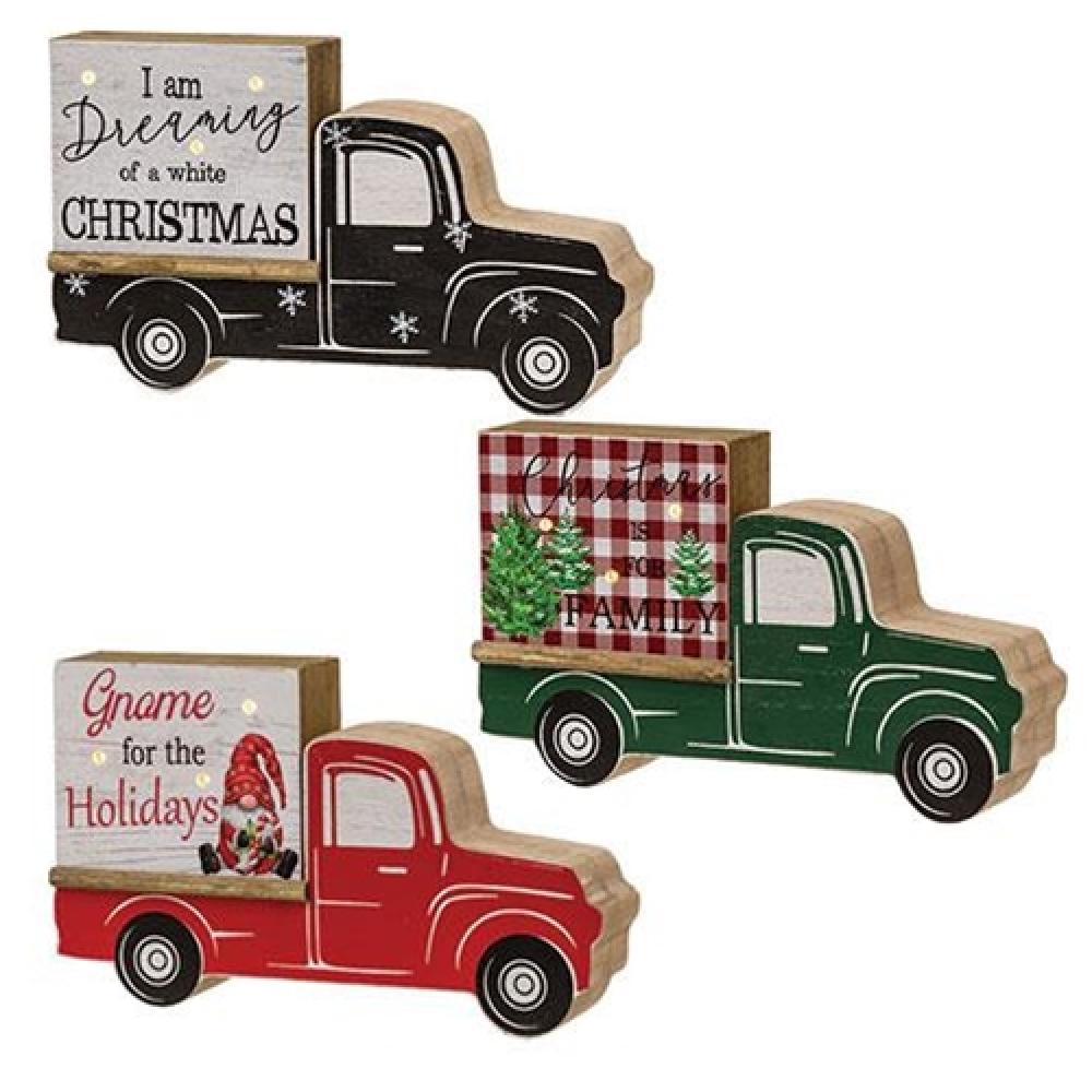 Christmas LED Light-Up Truck Decor - 3 Assorted Holiday Designs for Home, Yard, and Party Decorations