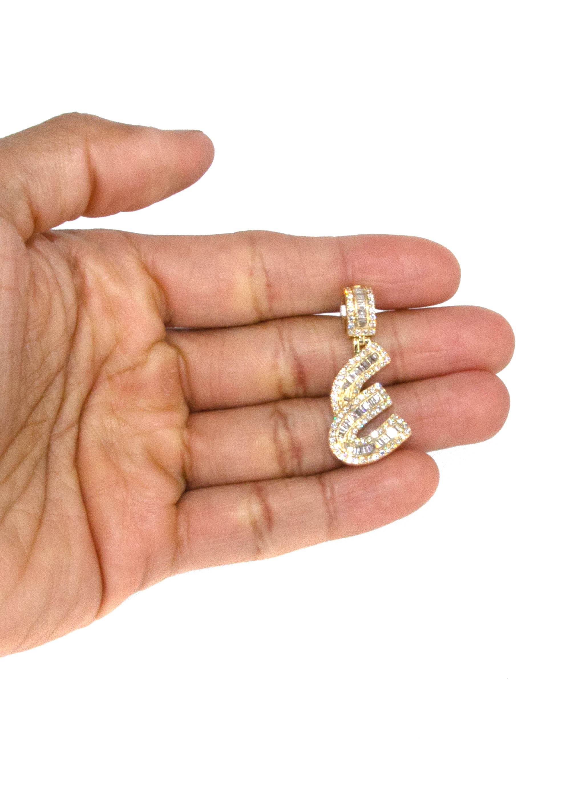 14K Yellow Gold Letter E Baguette Diamond Necklace - 1.96 Carats Diamond Pendant for Women | Elegant Personalized Jewelry Gift for Birthday, Anniversary & Valentine's Day