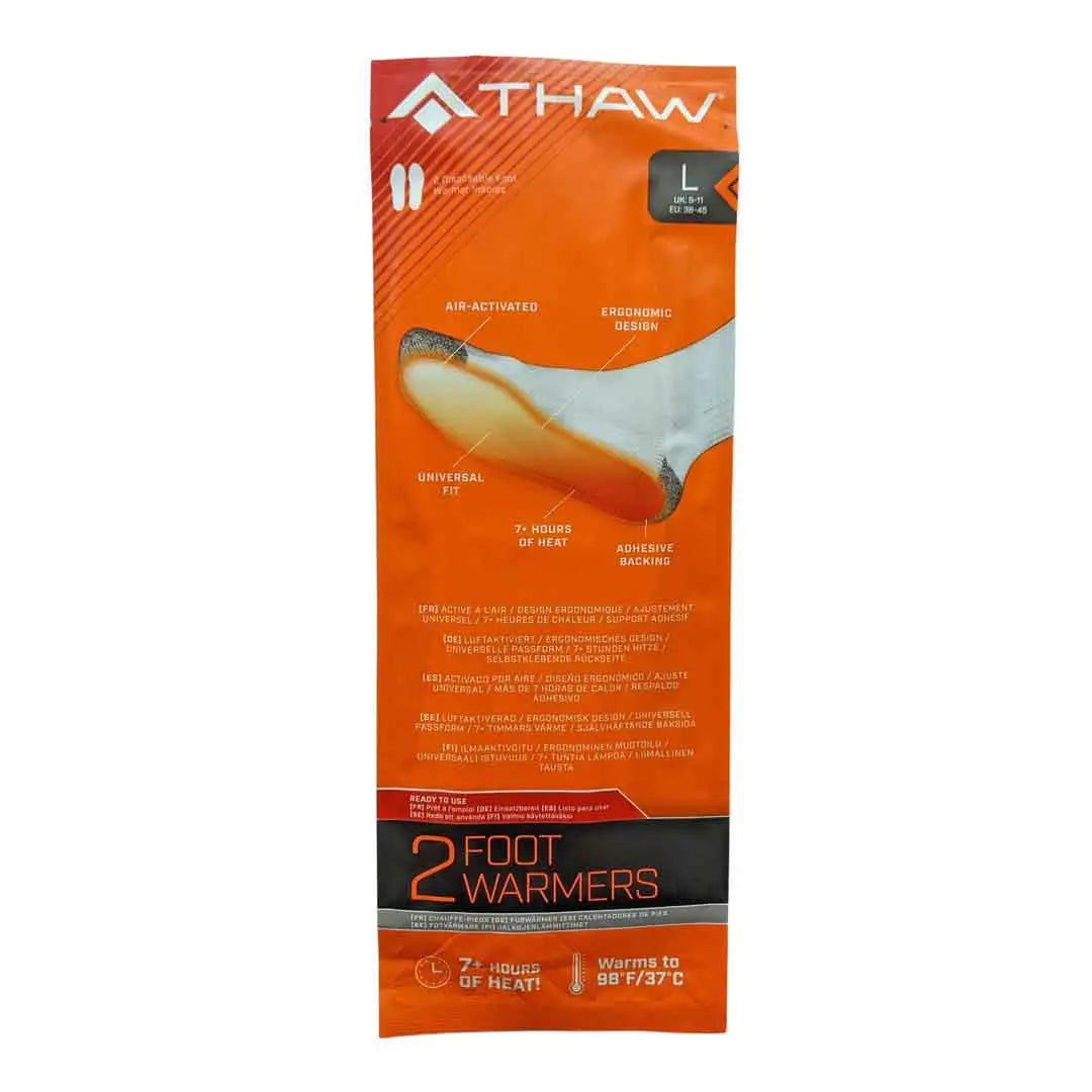 Thaw Disposable Foot Warmers (Pack of 2) - Long-Lasting Heat for Winter Hiking, Skiing & Outdoor Activities